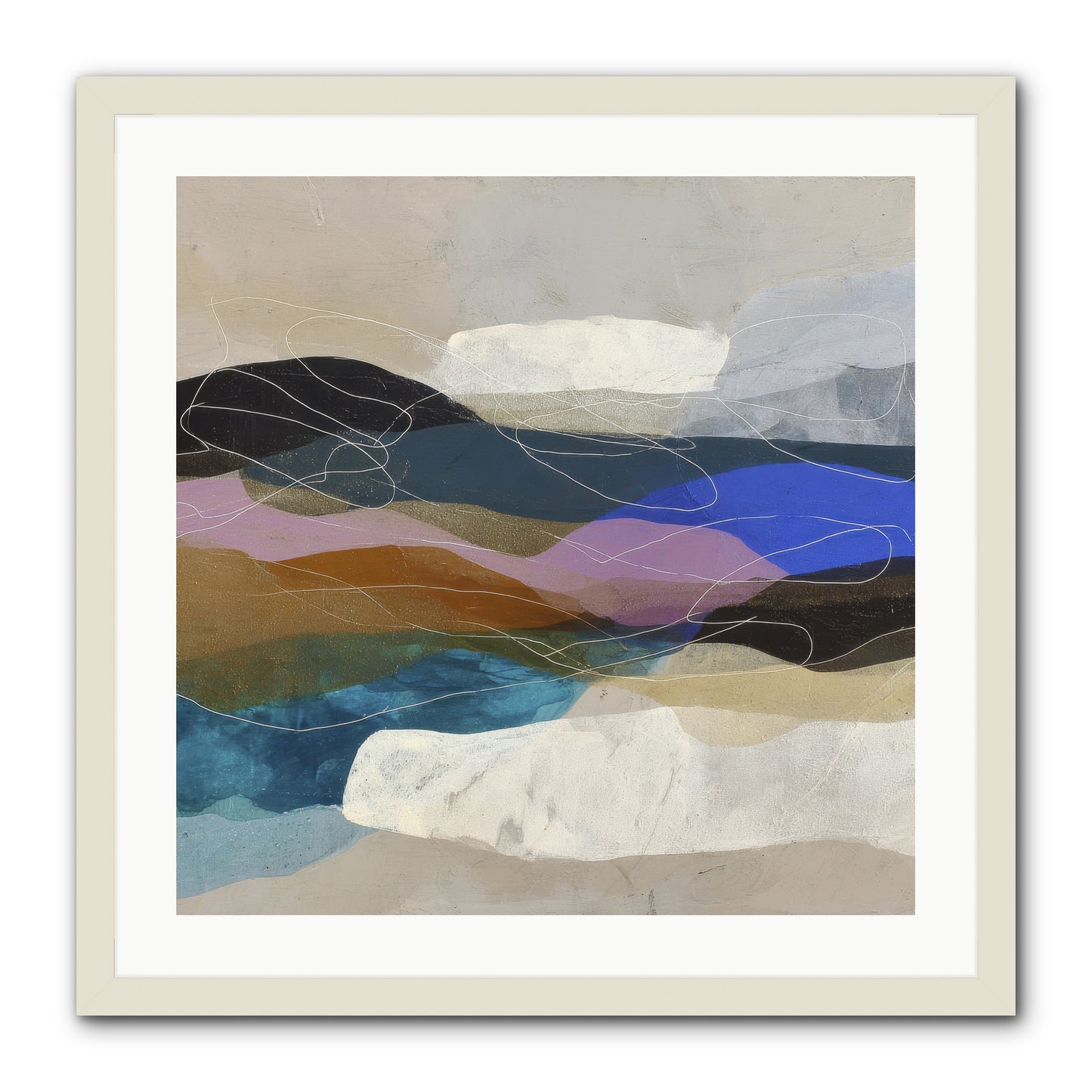 Hollow Tide -- Framed Print - White 24x24