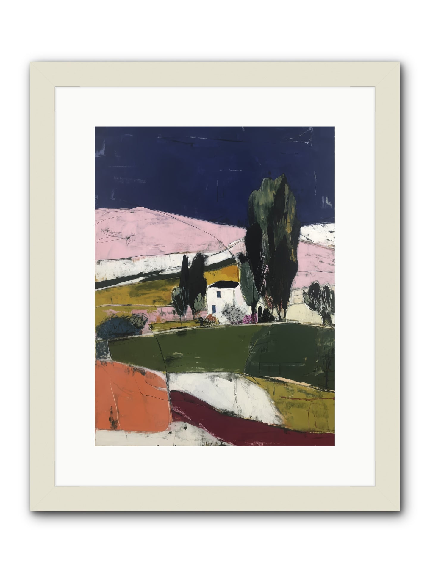 Horizon of Cypress -- Framed Print - White 12x16