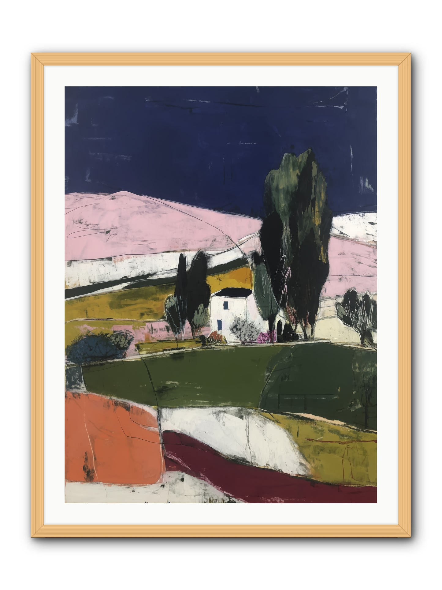Horizon of Cypress -- Framed Print - Natural 30x40