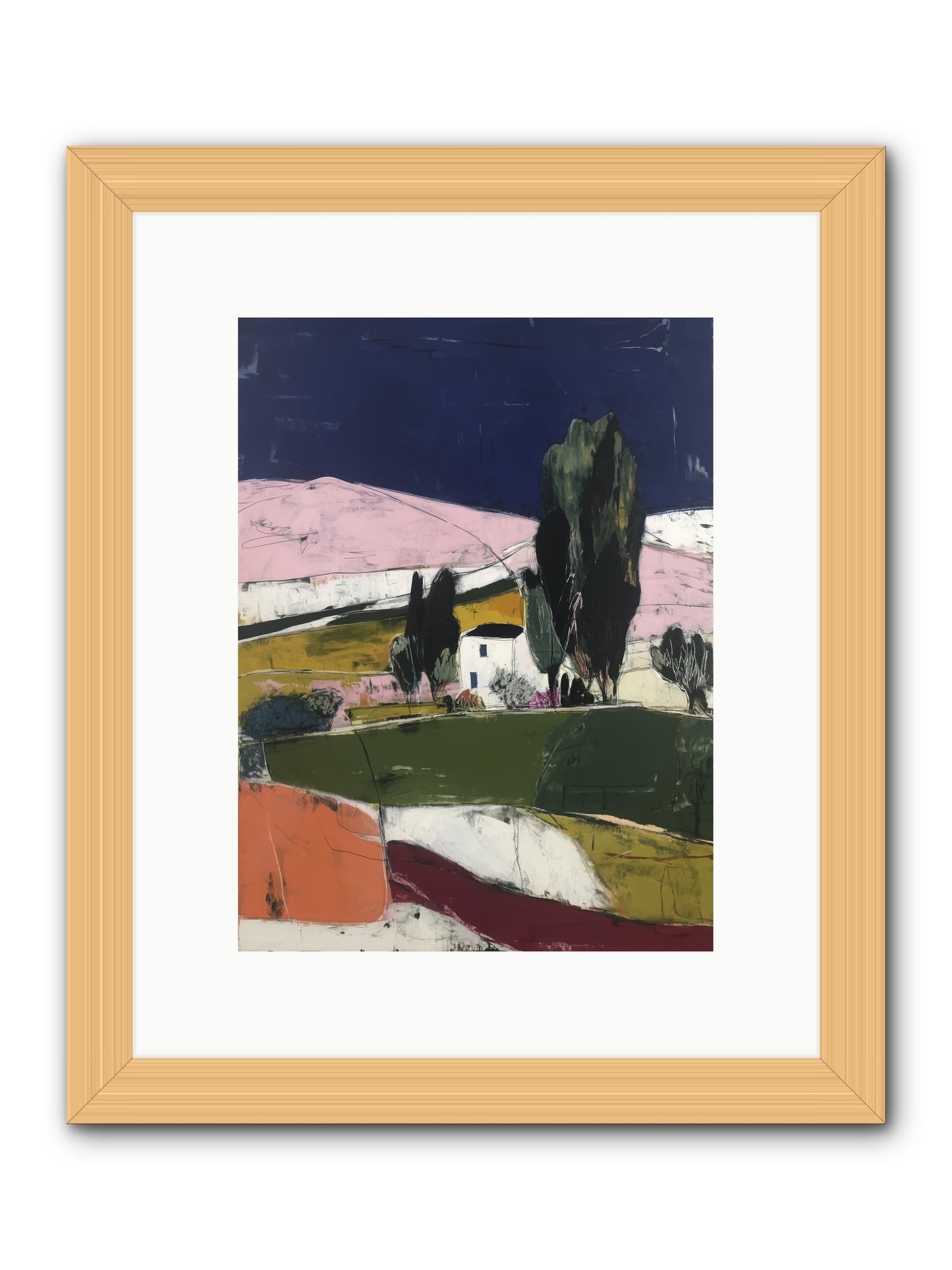 Horizon of Cypress -- Framed Print - Natural 9x12