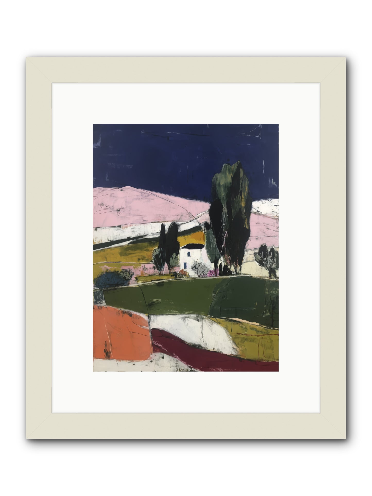 Horizon of Cypress -- Framed Print - White 9x12