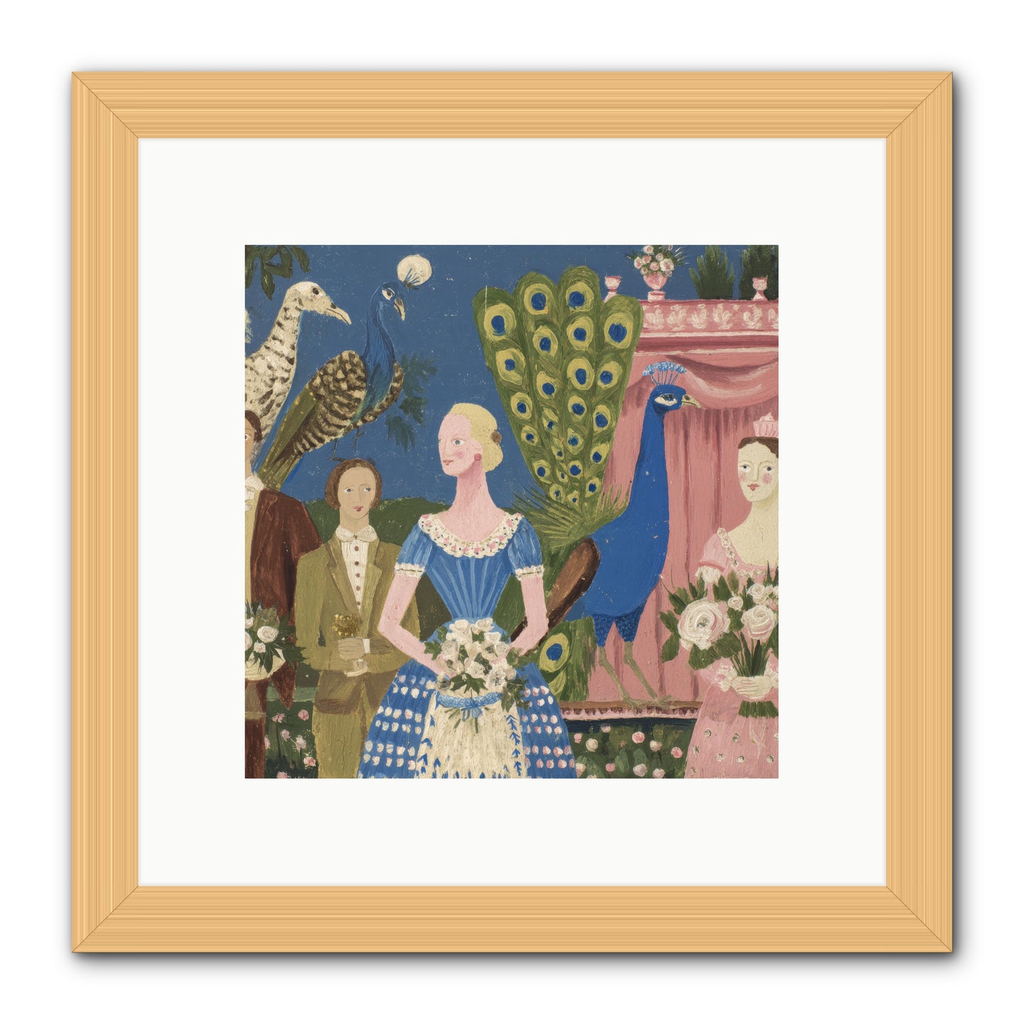 Hydrangea Row House -- Framed Print - Natural 10x10