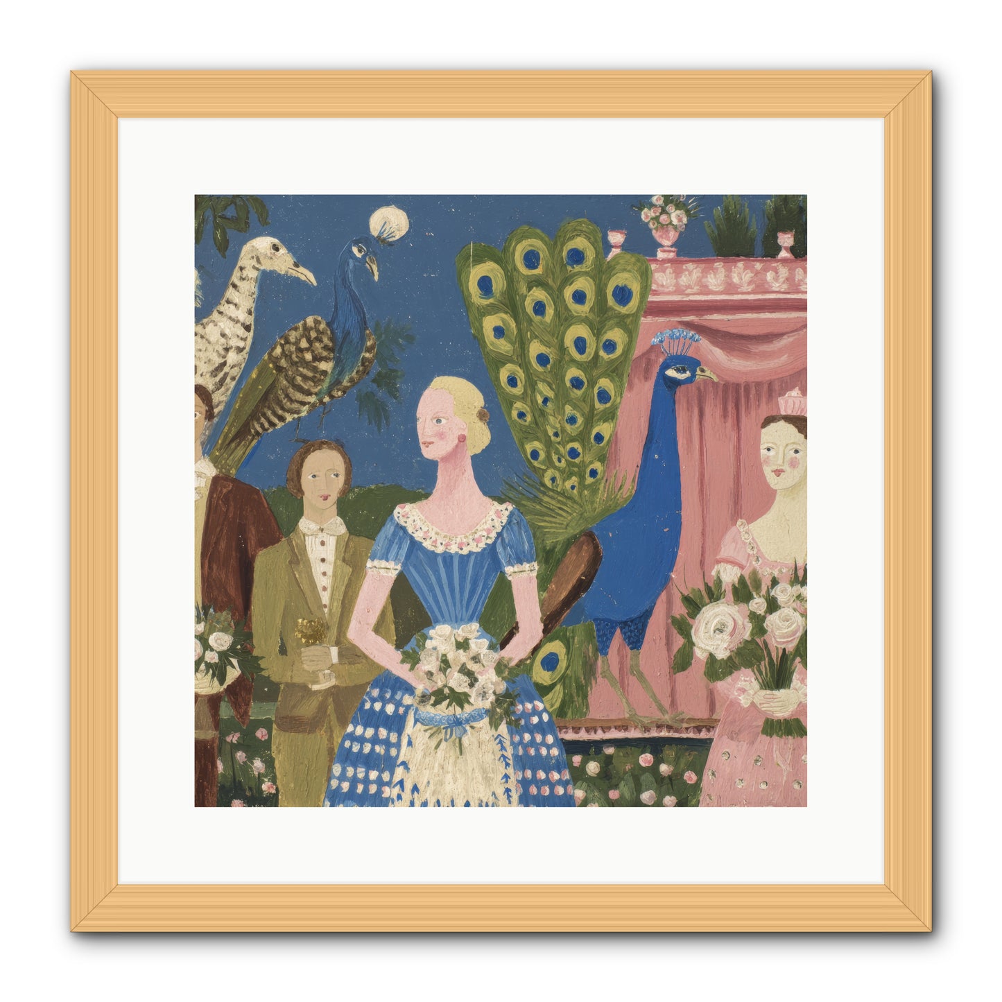 Hydrangea Row House -- Framed Print - Natural 16x16