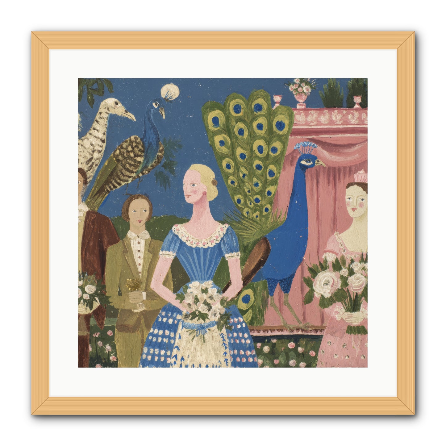 Hydrangea Row House -- Framed Print - Natural 20x20