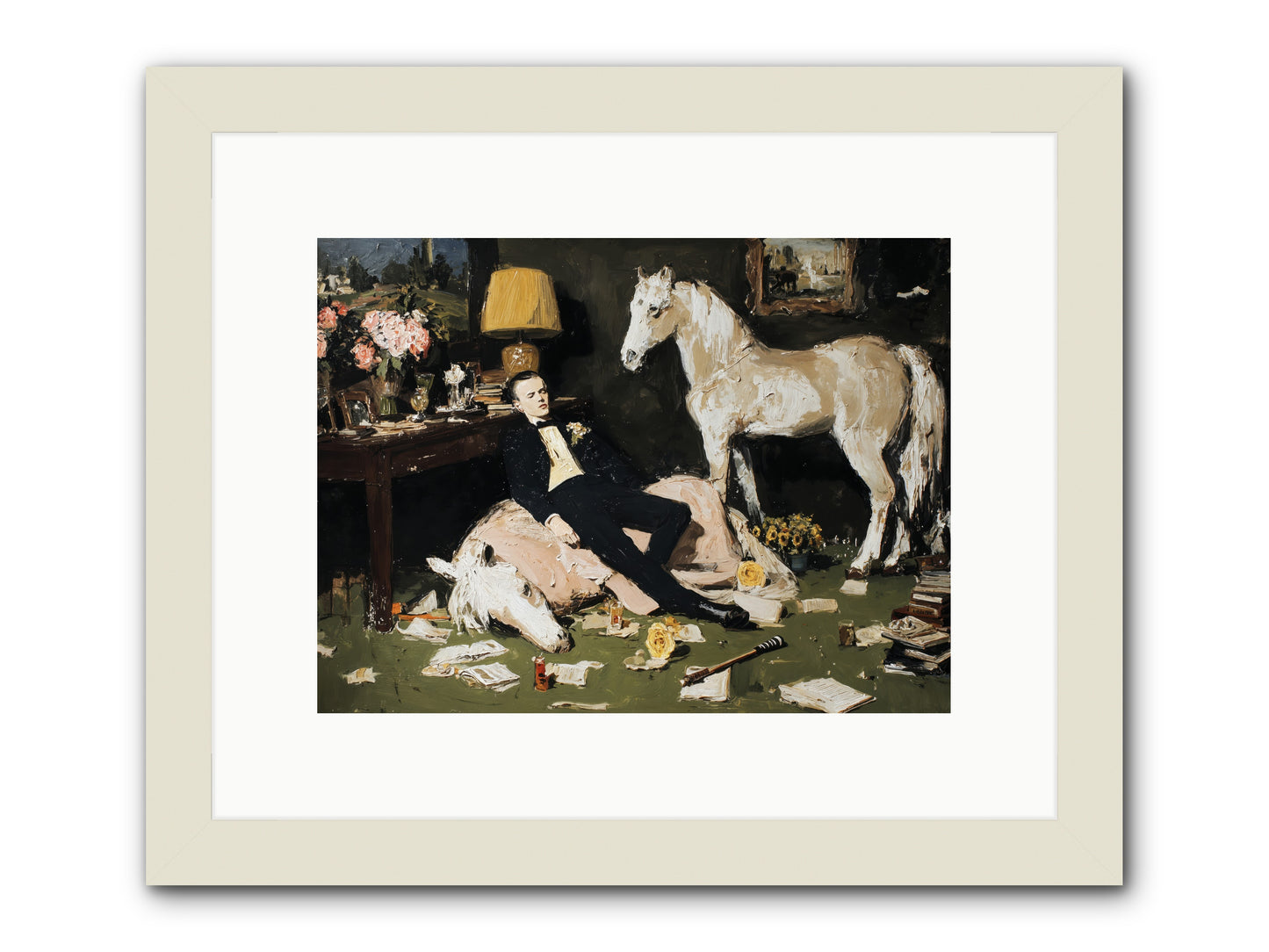Idle Has Its Own Uniform -- Framed Print - White 12x9