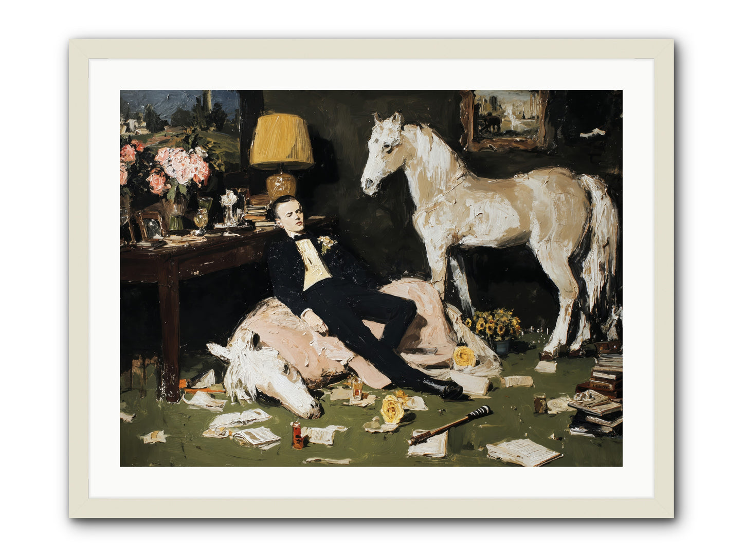 Idle Has Its Own Uniform -- Framed Print - White 32x24