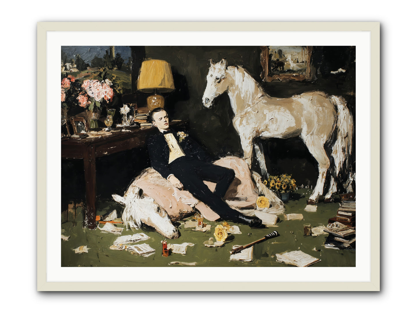 Idle Has Its Own Uniform -- Framed Print - White 40x30