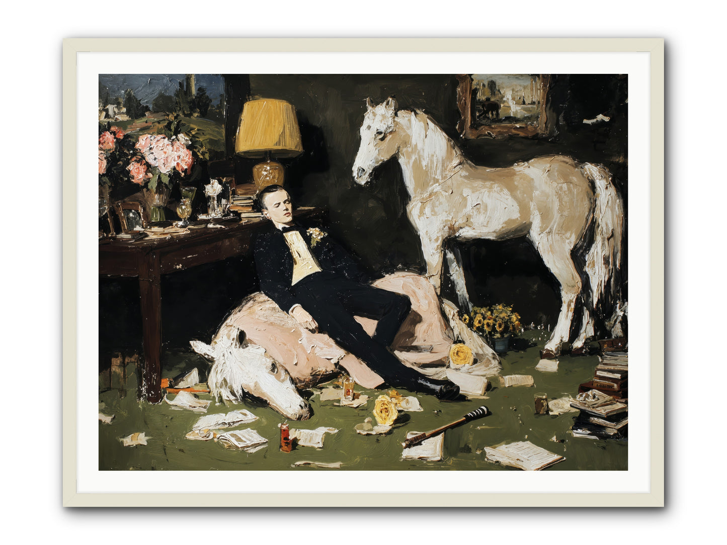 Idle Has Its Own Uniform -- Framed Print - White 48x36