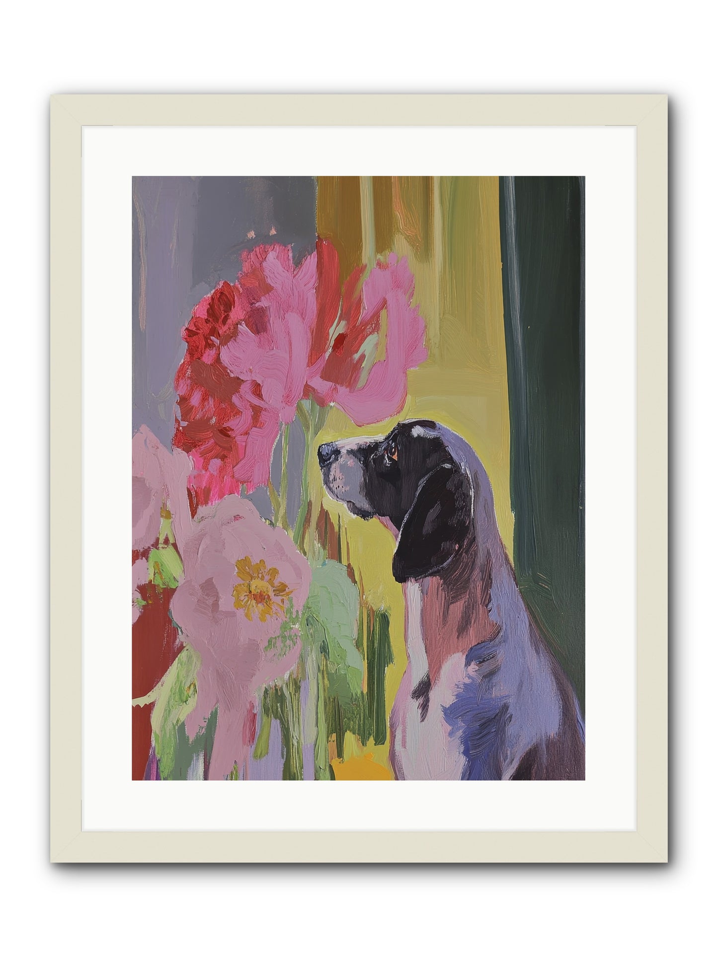 In The Moonflower Garden -- Framed Print - White 18x24