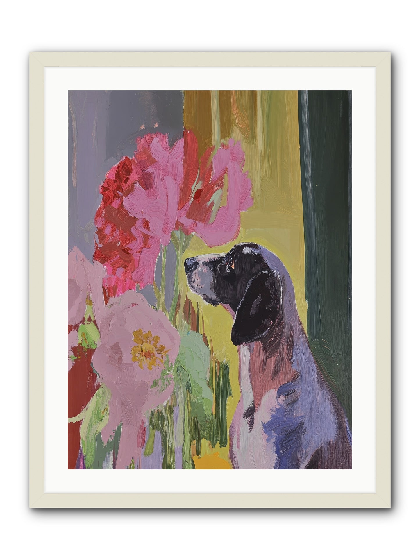 In The Moonflower Garden -- Framed Print - White 24x32