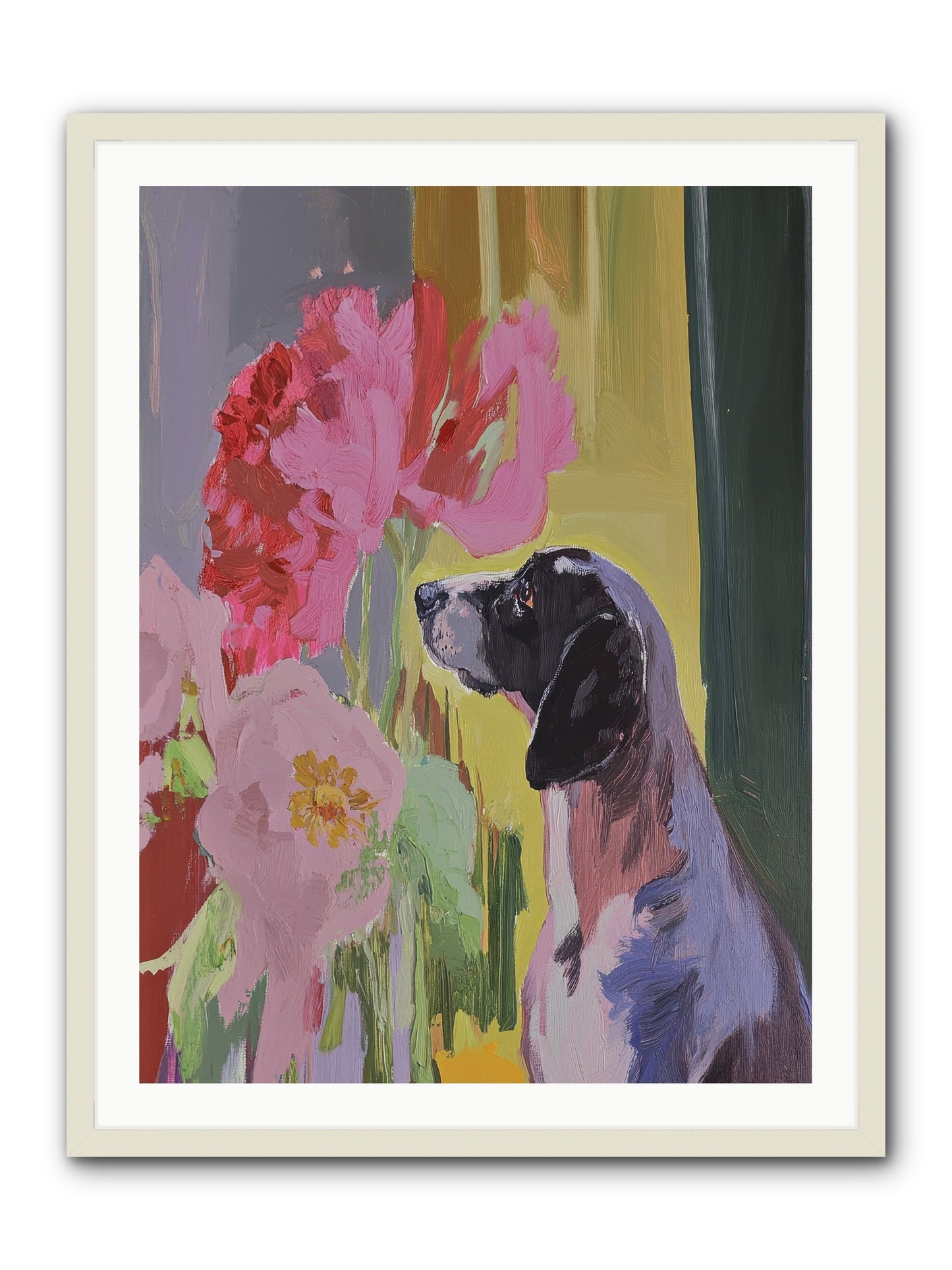 In The Moonflower Garden -- Framed Print - White 30x40