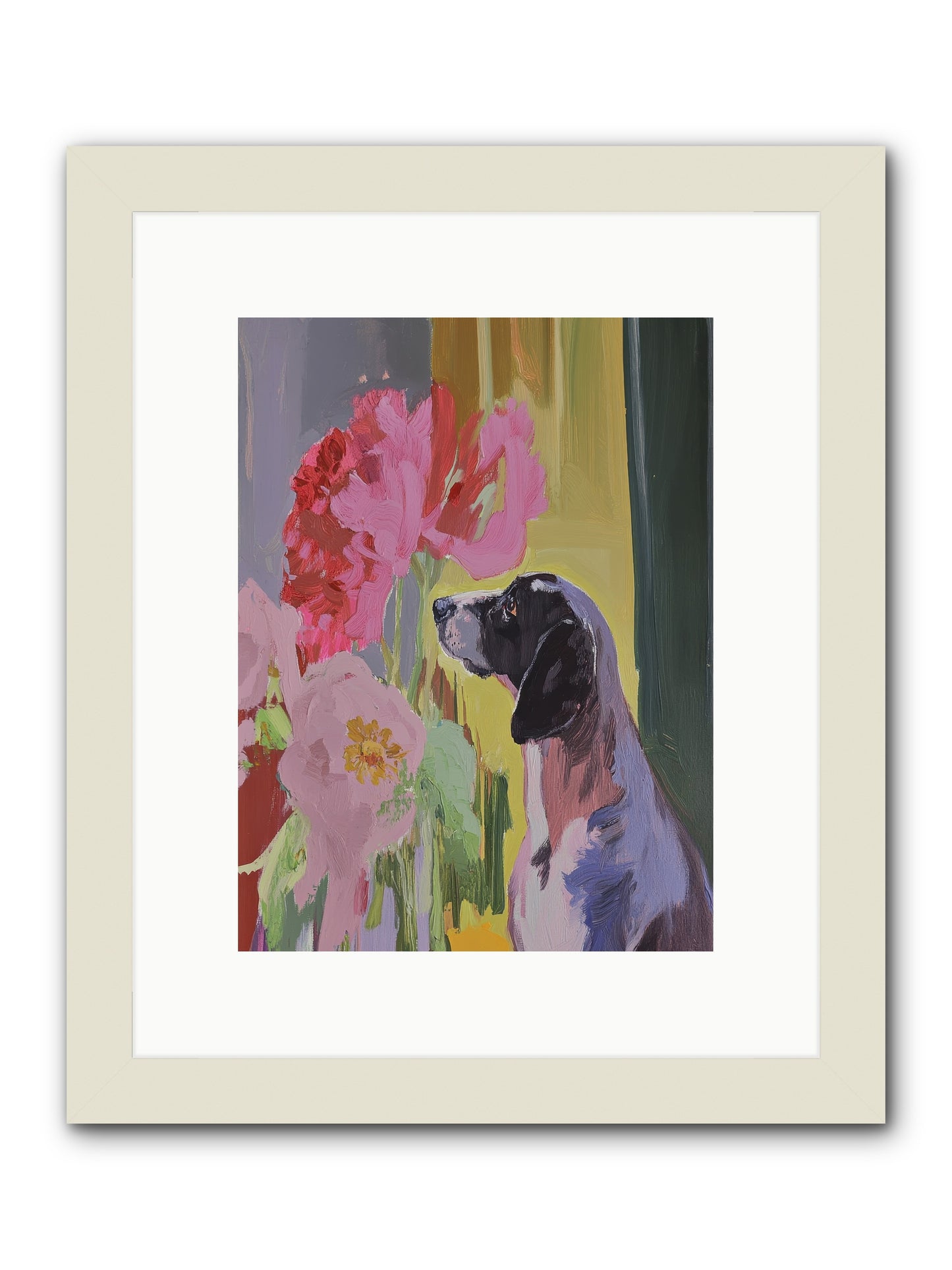 In The Moonflower Garden -- Framed Print - White 9x12