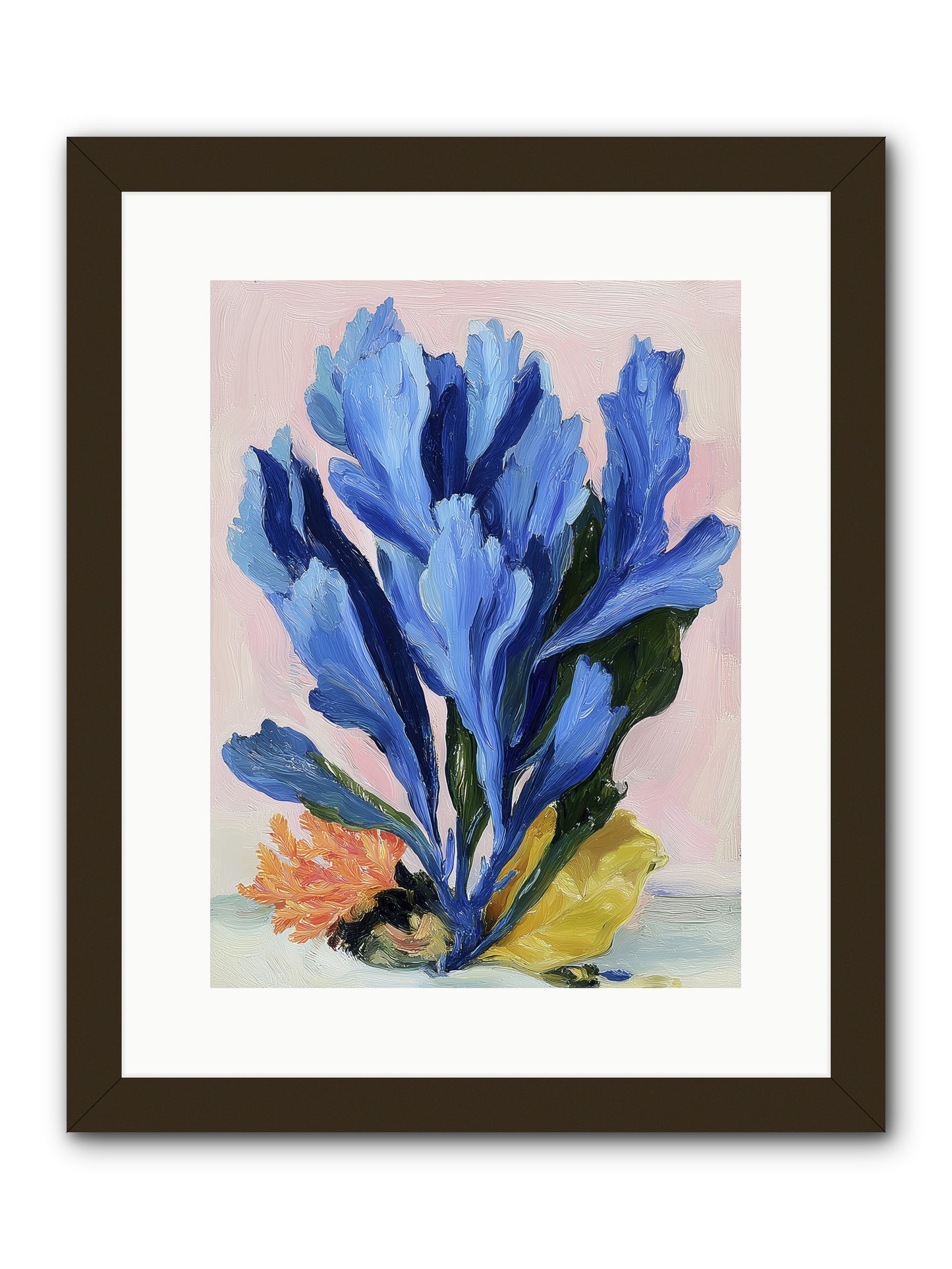 Indigo Sea Florals -- Framed Print - Black 12x16