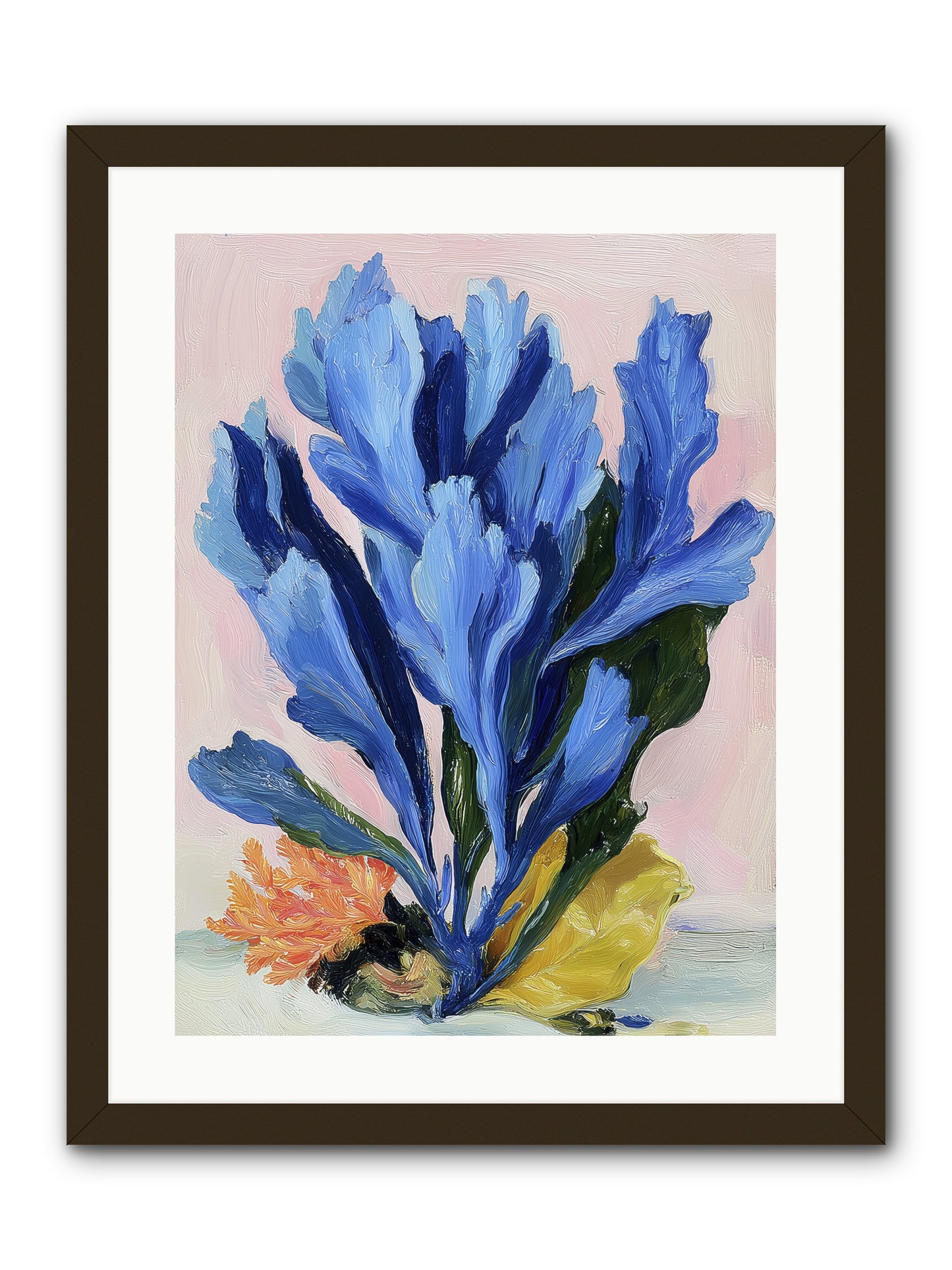Indigo Sea Florals -- Framed Print - Black 18x24