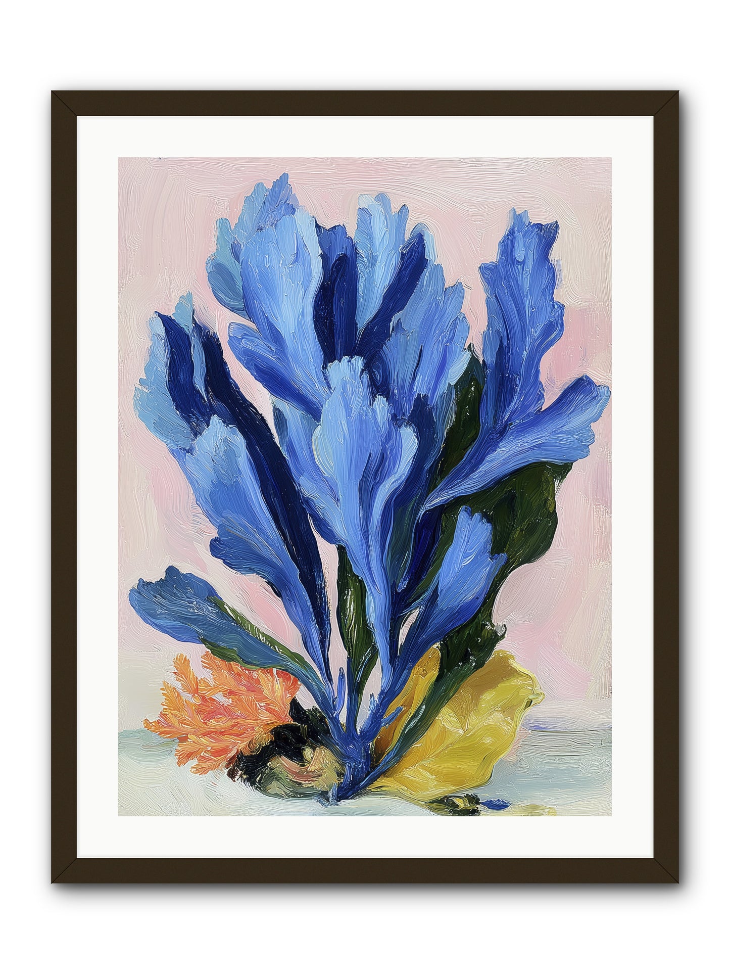 Indigo Sea Florals -- Framed Print - Black 24x32