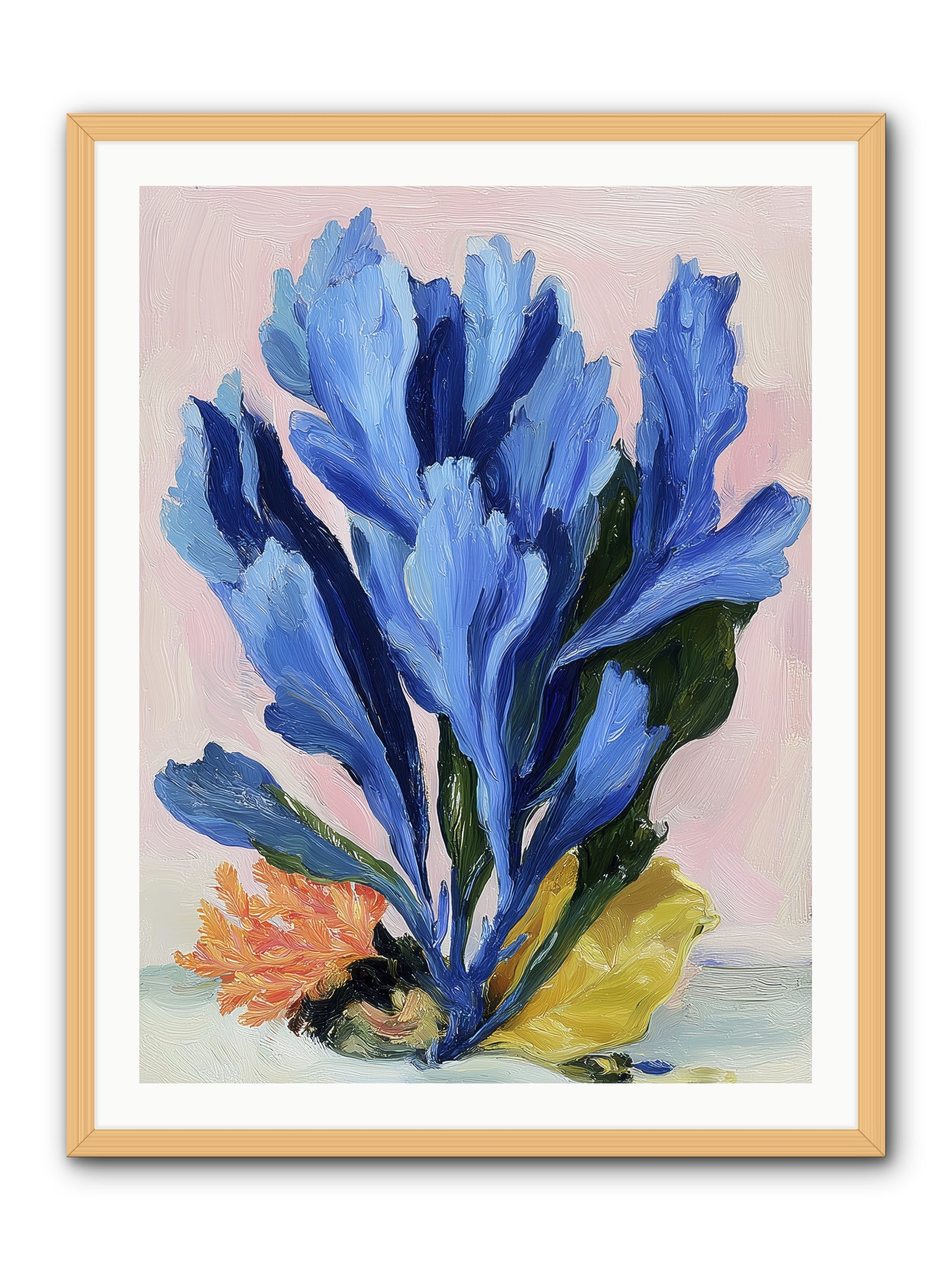 Indigo Sea Florals -- Framed Print - Natural 30x40