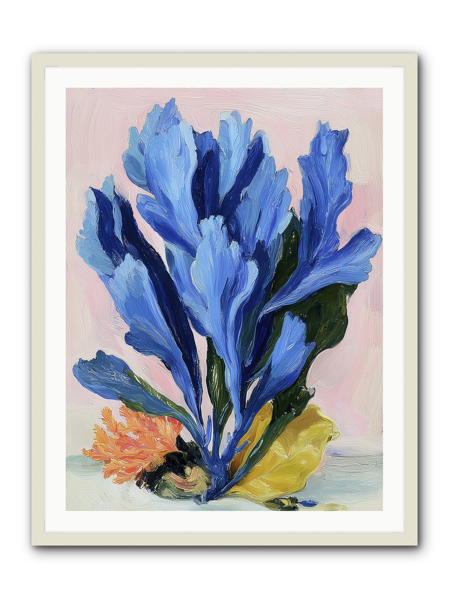 Indigo Sea Florals -- Framed Print - White 30x40