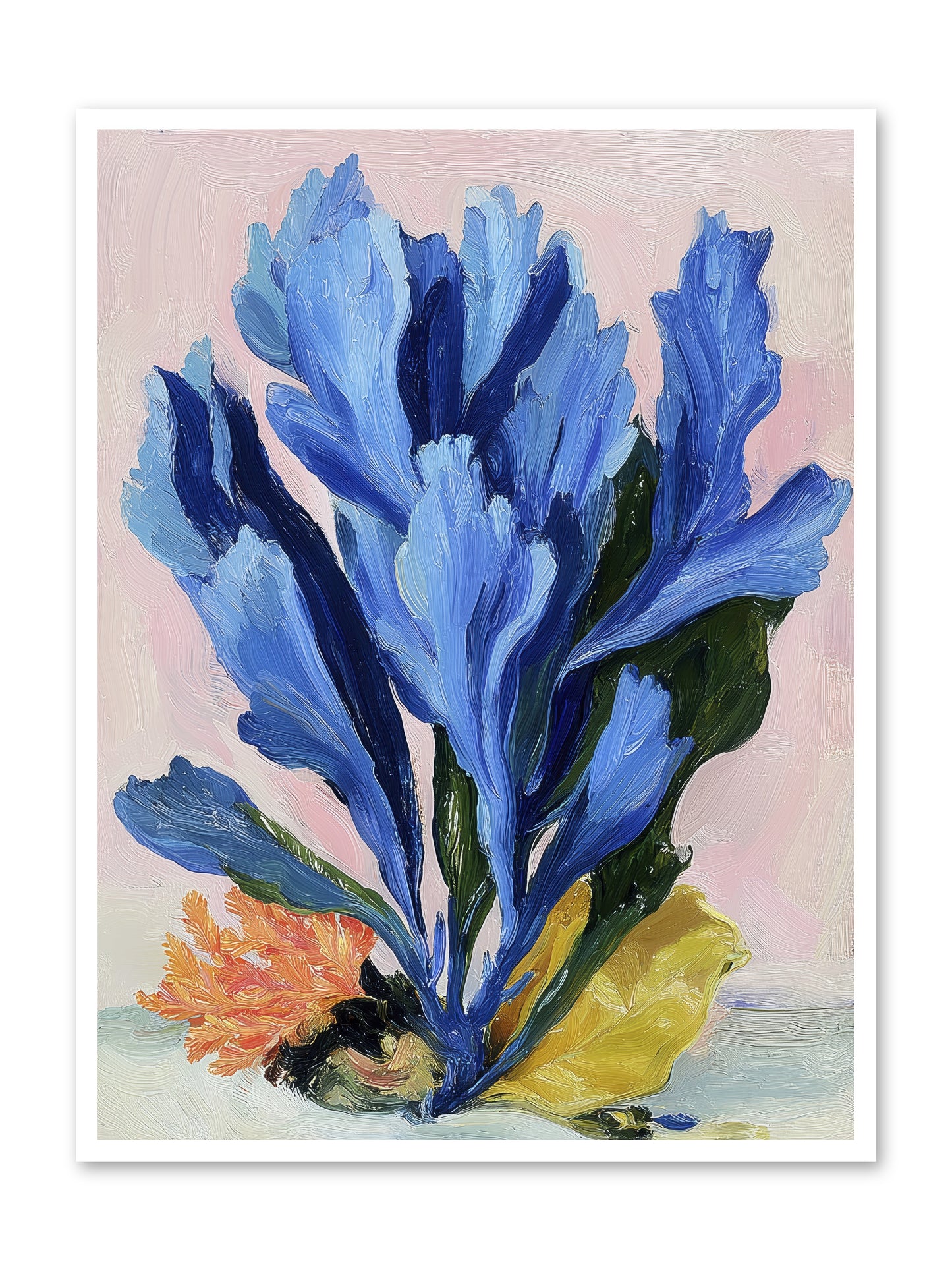 Indigo Sea Florals -- Loose Canvas Print 36x48