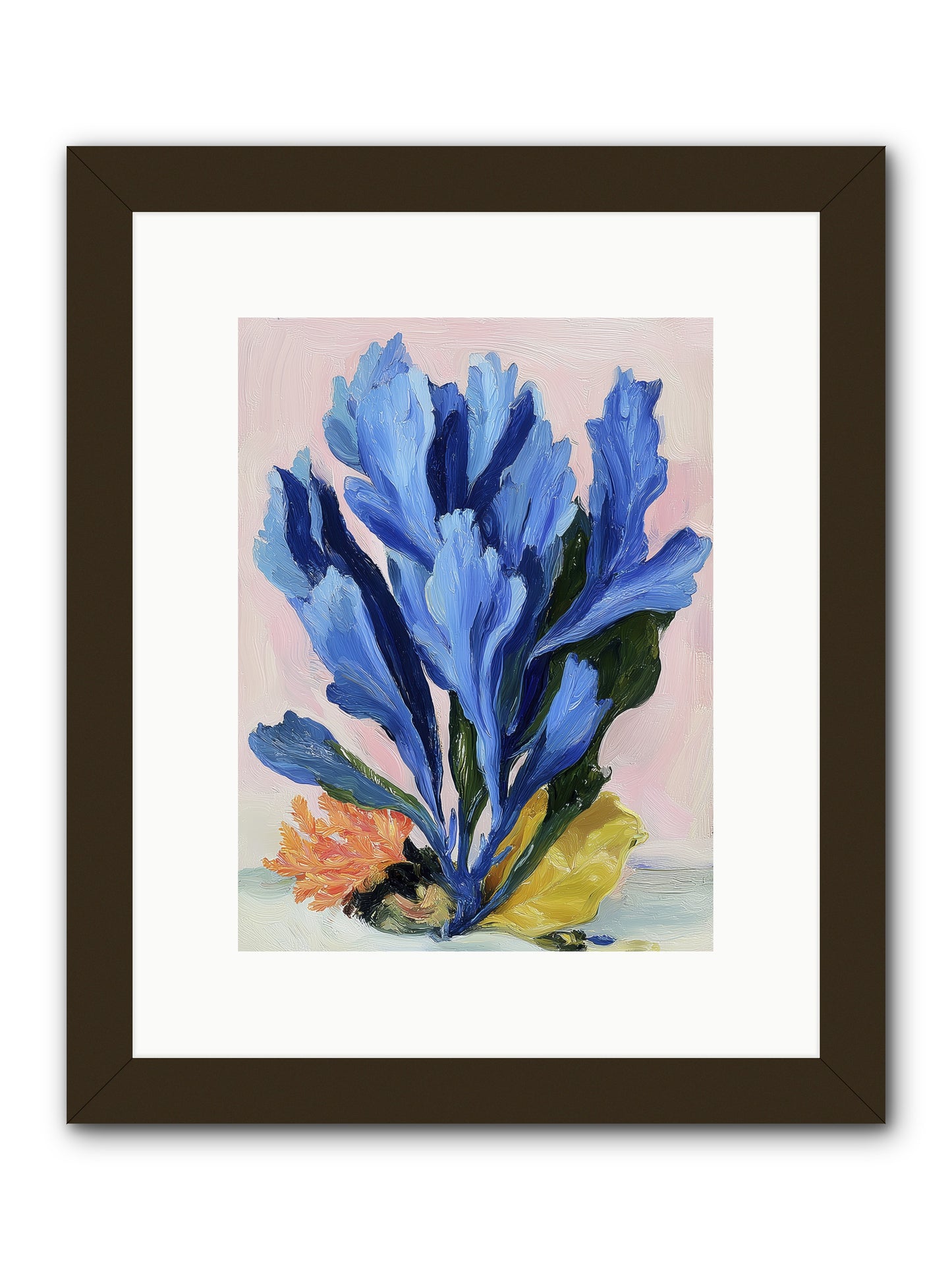 Indigo Sea Florals -- Framed Print - Black 9x12