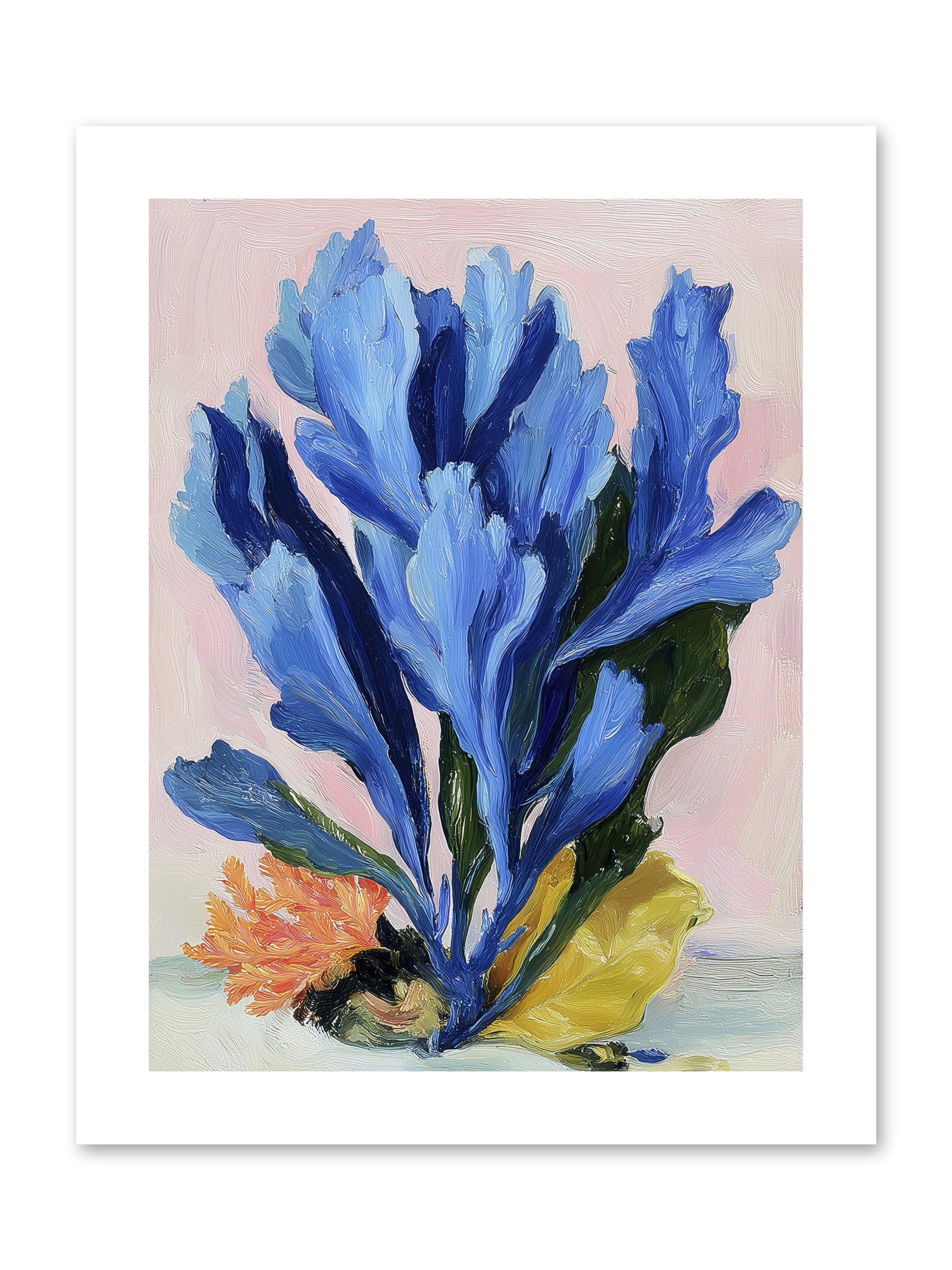 Indigo Sea Florals -- Paper Print 9x12
