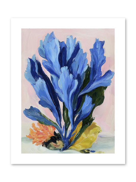 Indigo Sea Florals -- Paper Print 9x12