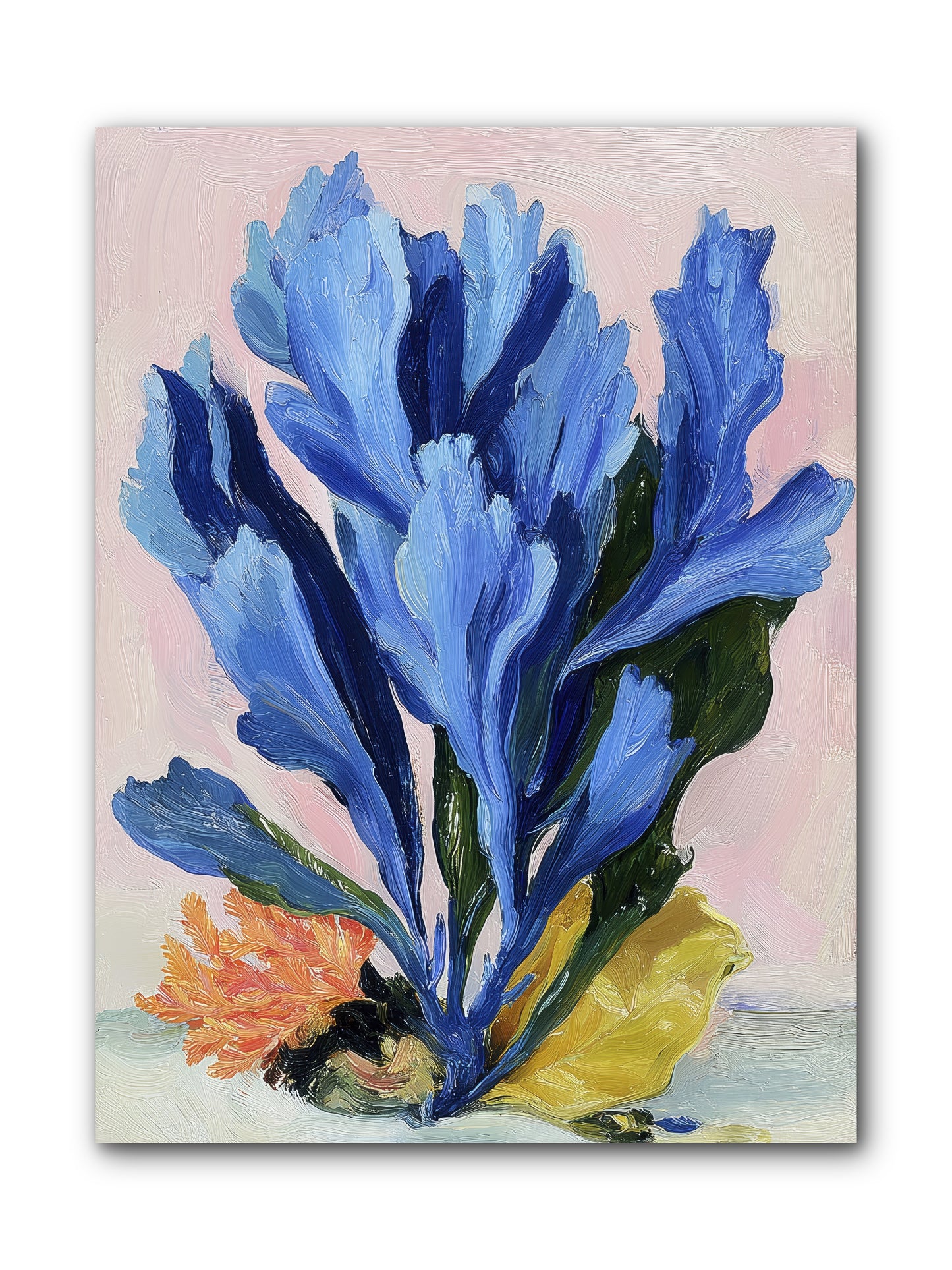 Indigo Sea Florals -- Wrapped Canvas 9x12