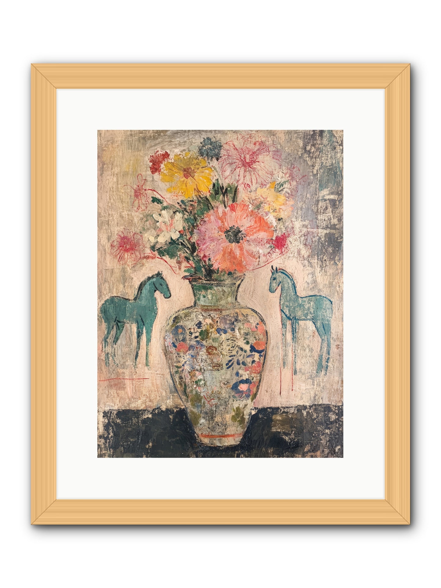 Indigo Steeds Of Ashworth -- Framed Print - Natural 12x16