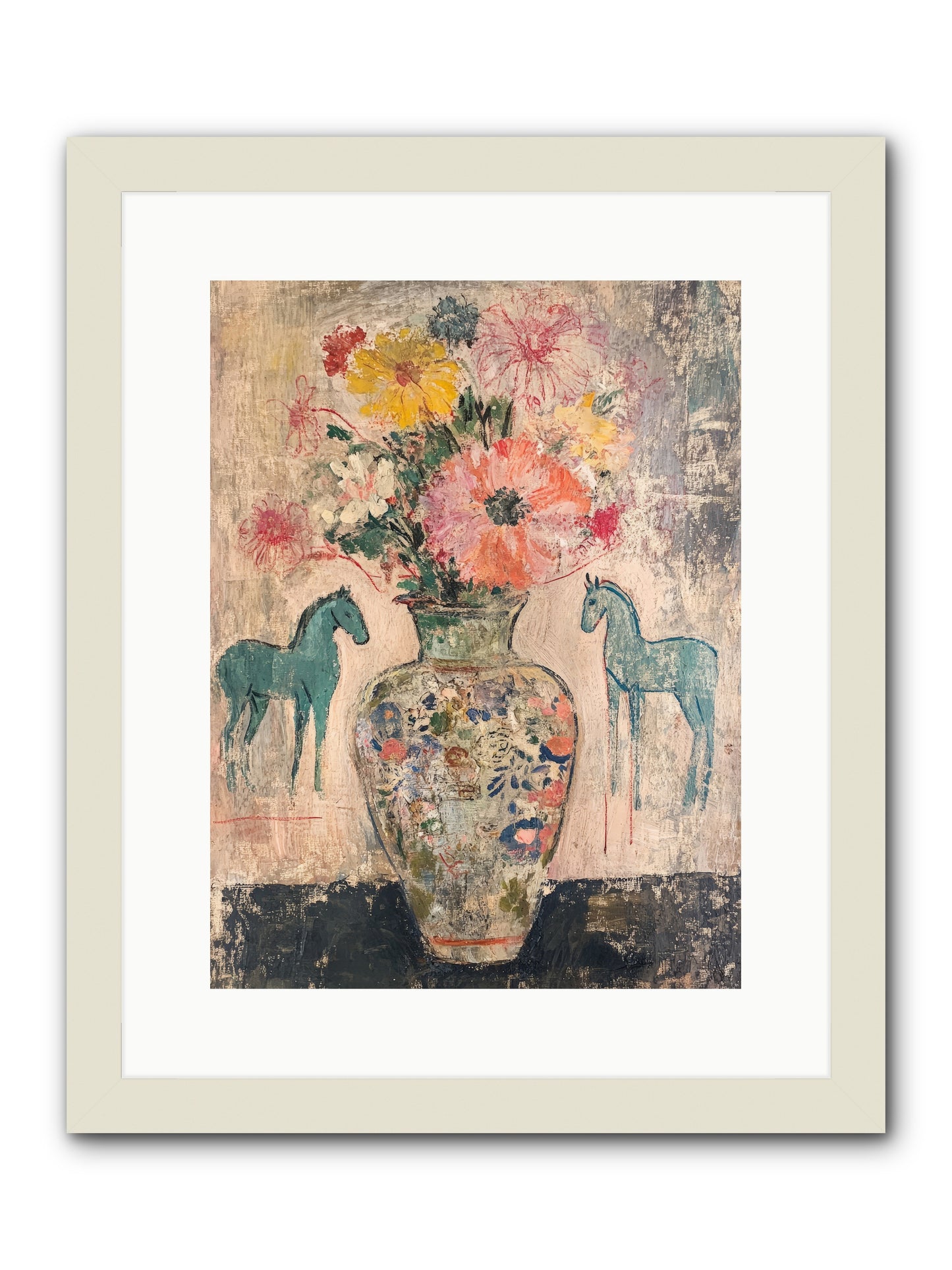 Indigo Steeds Of Ashworth -- Framed Print - White 12x16