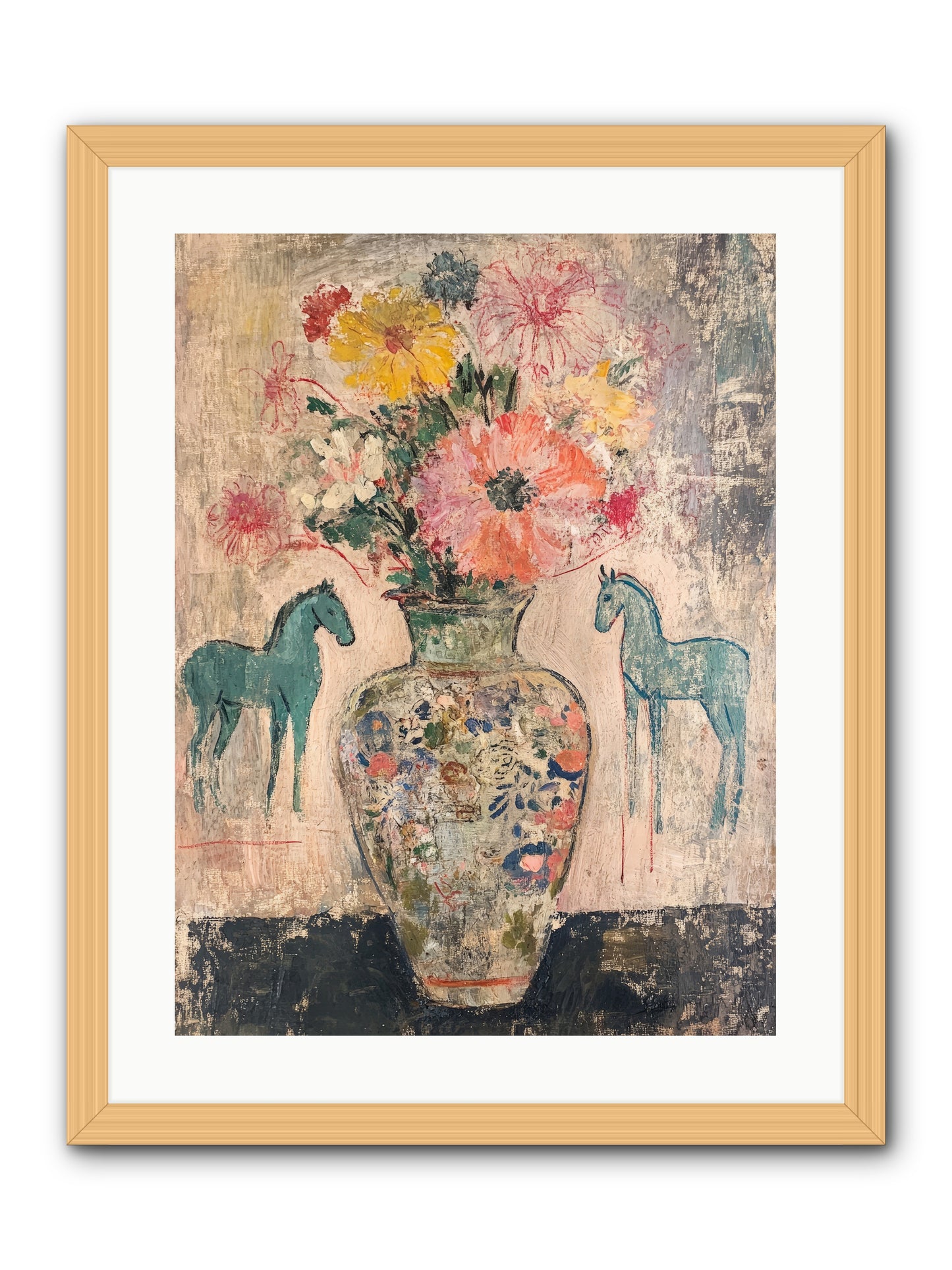 Indigo Steeds Of Ashworth -- Framed Print - Natural 18x24