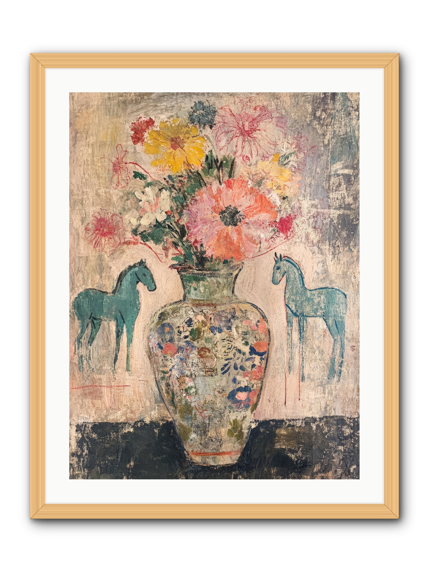 Indigo Steeds Of Ashworth -- Framed Print - Natural 24x32