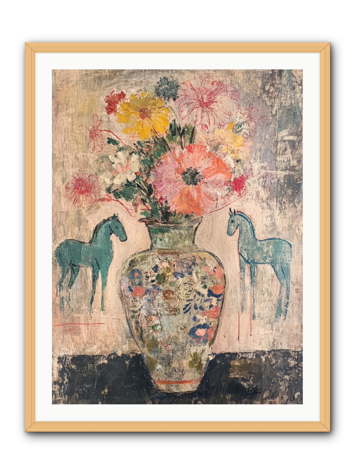 Indigo Steeds Of Ashworth -- Framed Print - Natural 30x40