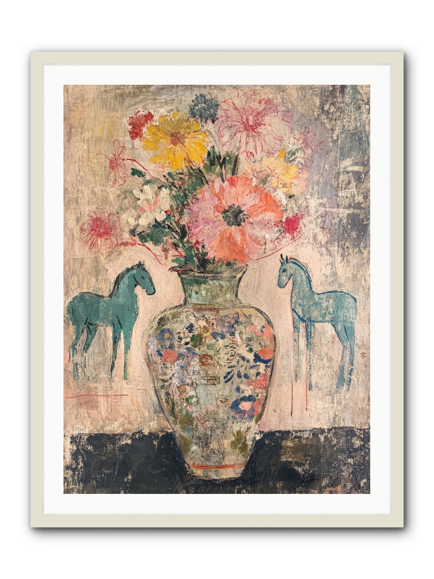 Indigo Steeds Of Ashworth -- Framed Print - White 30x40