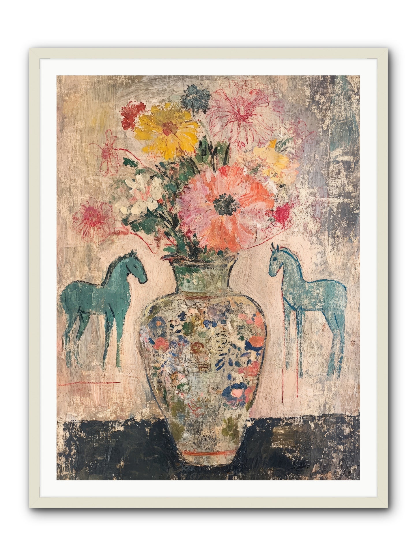 Indigo Steeds Of Ashworth -- Framed Print - White 36x48
