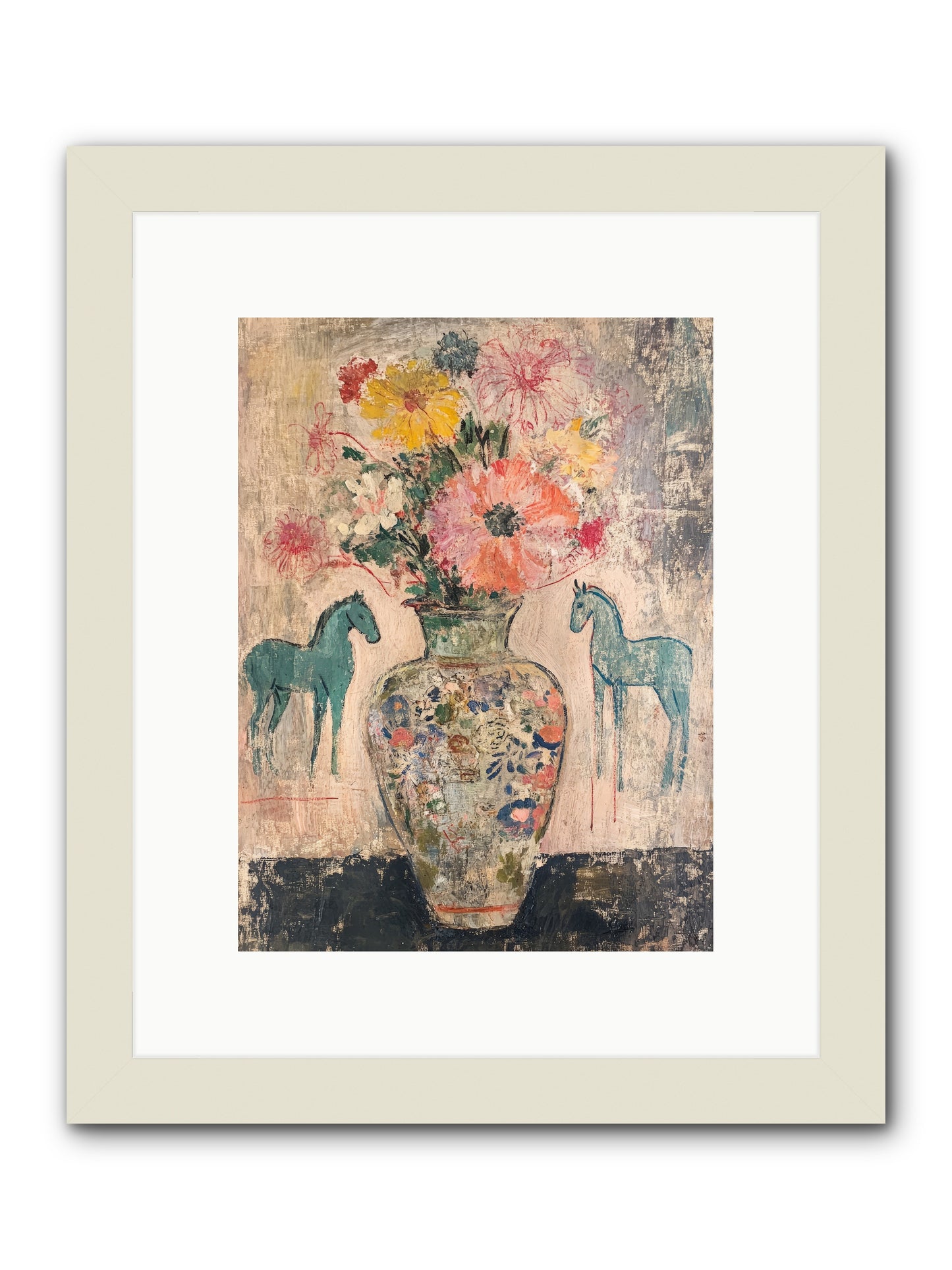 Indigo Steeds Of Ashworth -- Framed Print - White 9x12