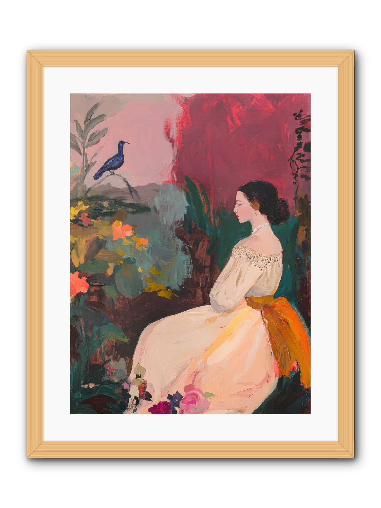 Iris Blackbird-REZ -- Framed Print - Natural 18x24