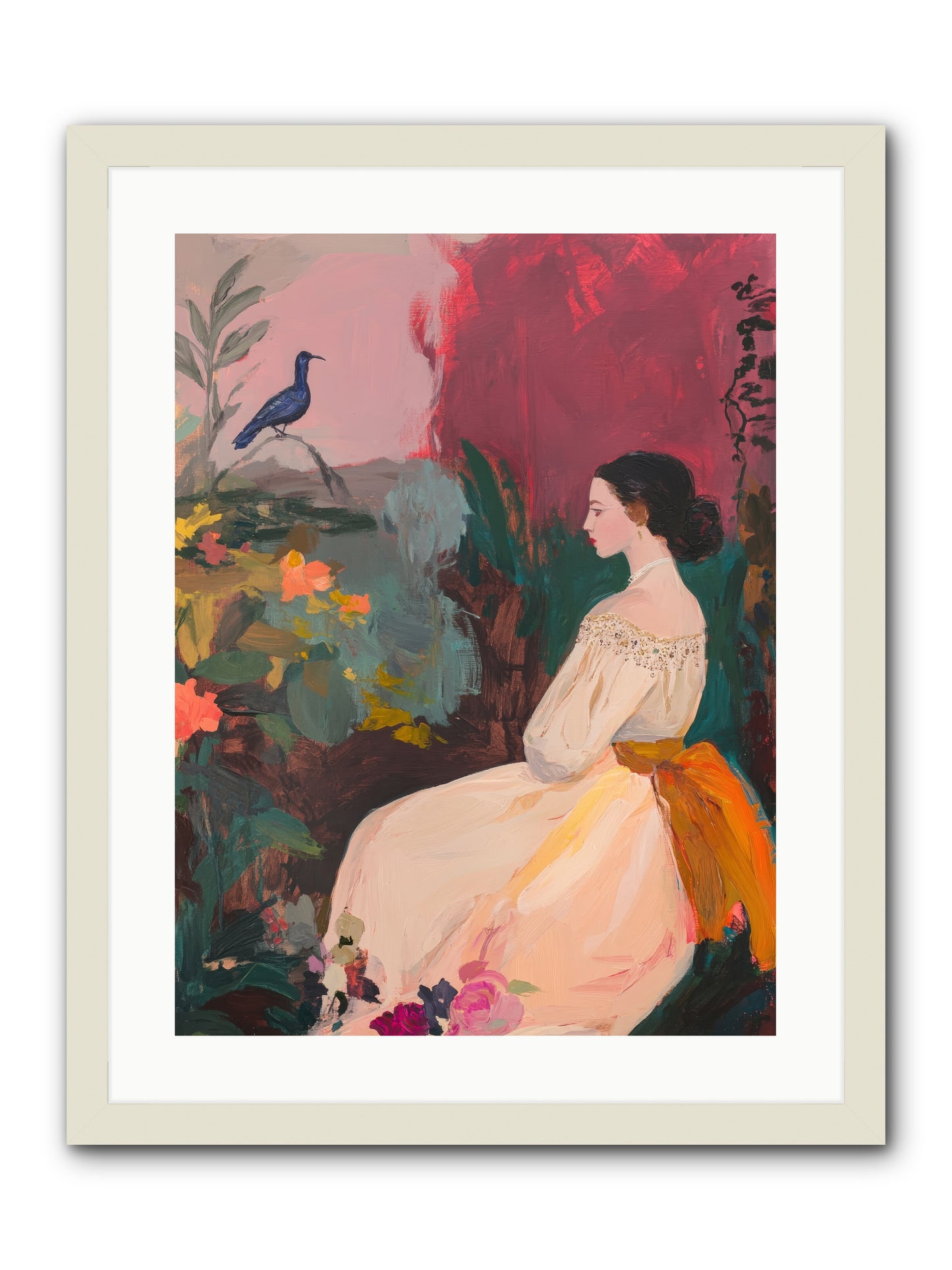 Iris Blackbird-REZ -- Framed Print - White 18x24