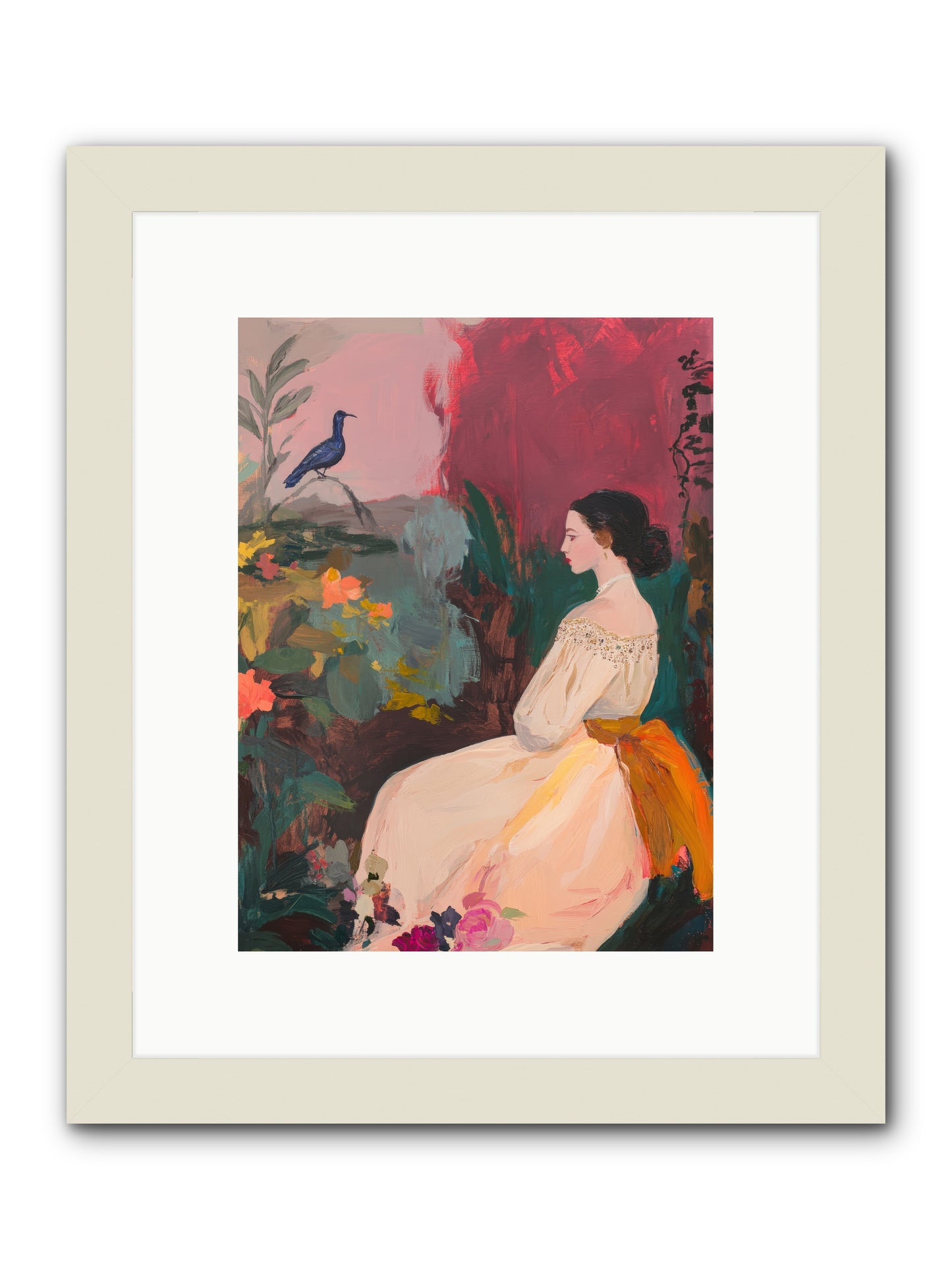 Iris Blackbird-REZ -- Framed Print - White 9x12