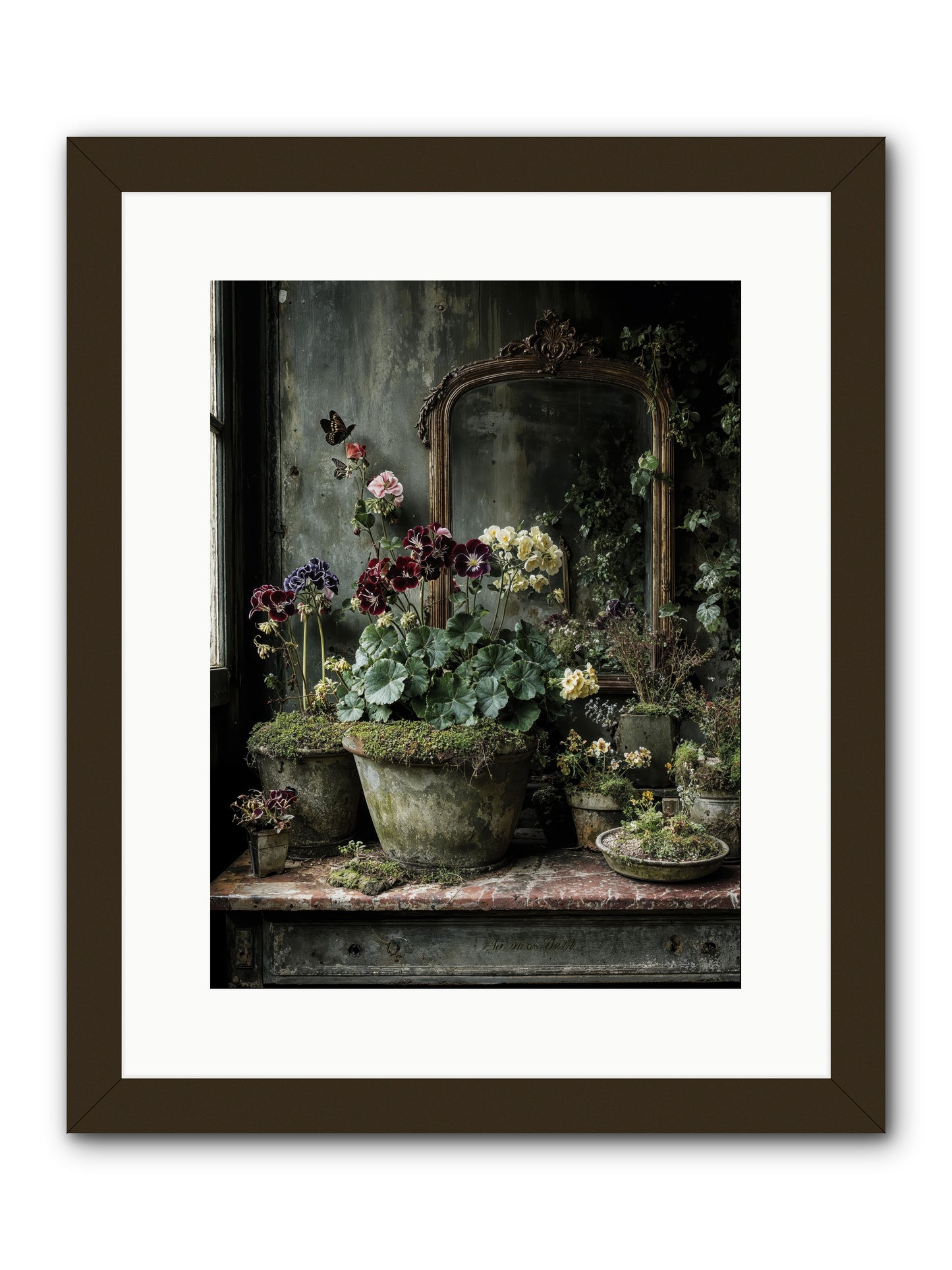 Jardinscript -- Framed Print - Black 12x16