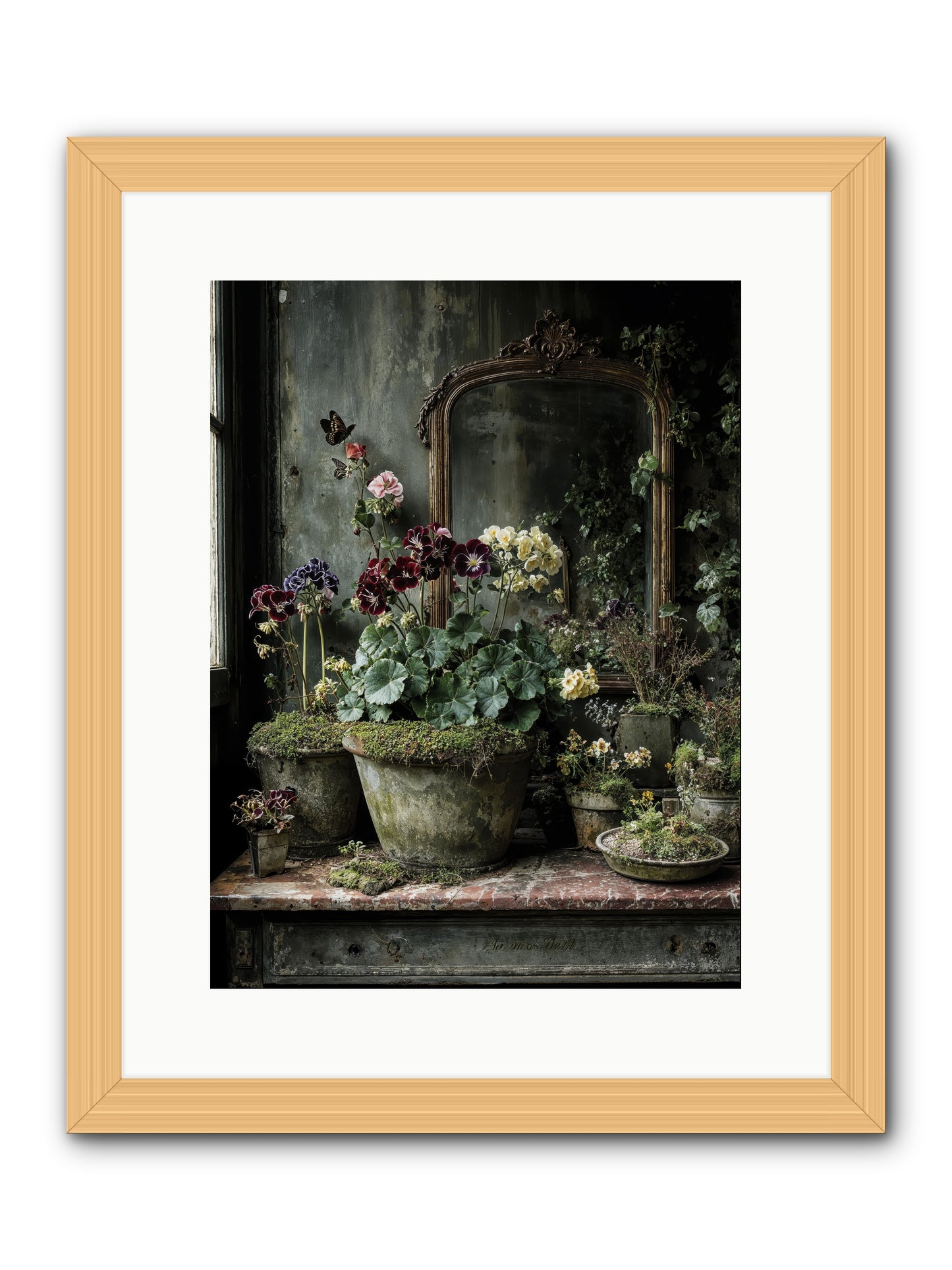Jardinscript -- Framed Print - Natural 12x16