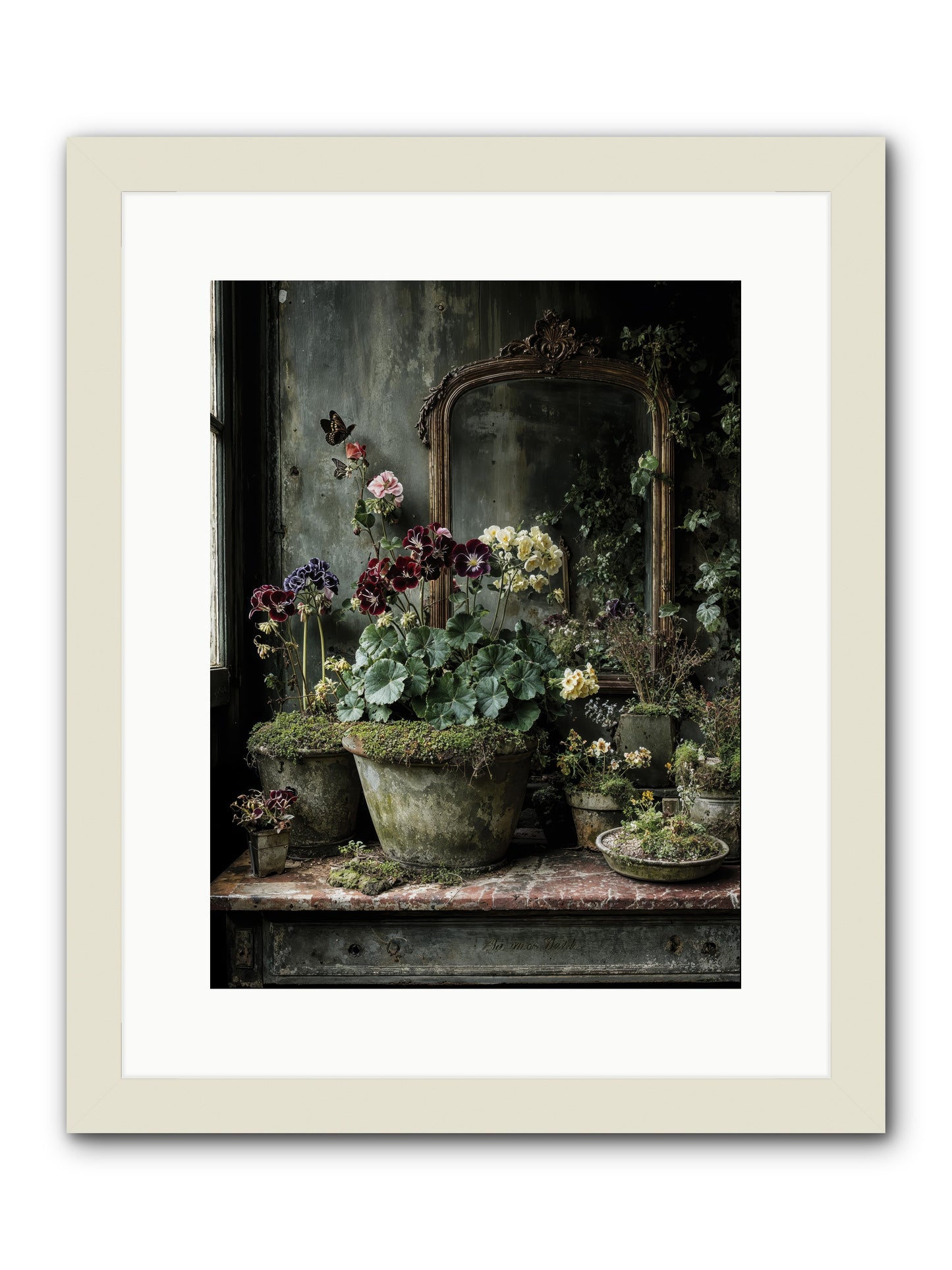 Jardinscript -- Framed Print - White 12x16