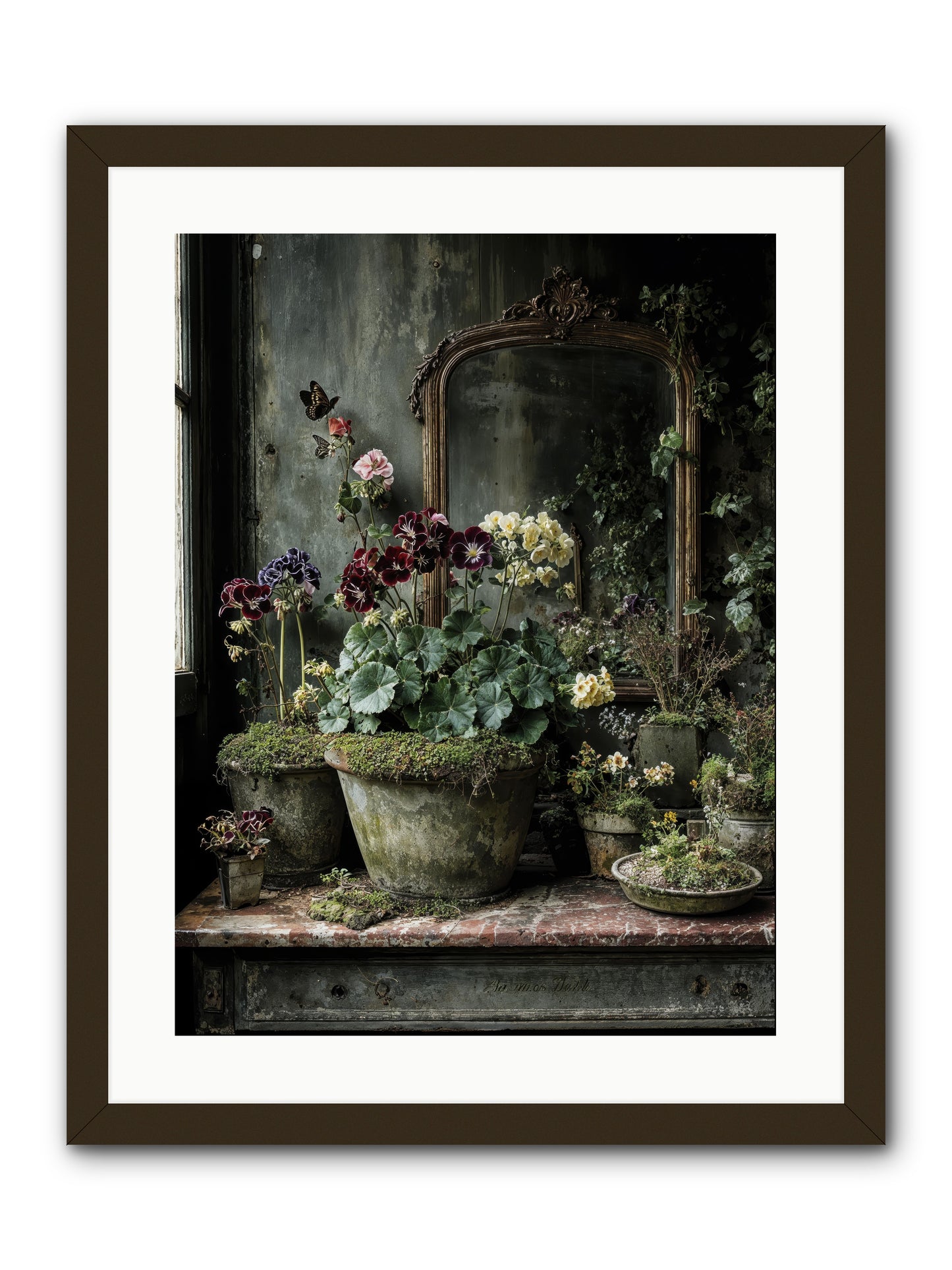 Jardinscript -- Framed Print - Black 18x24