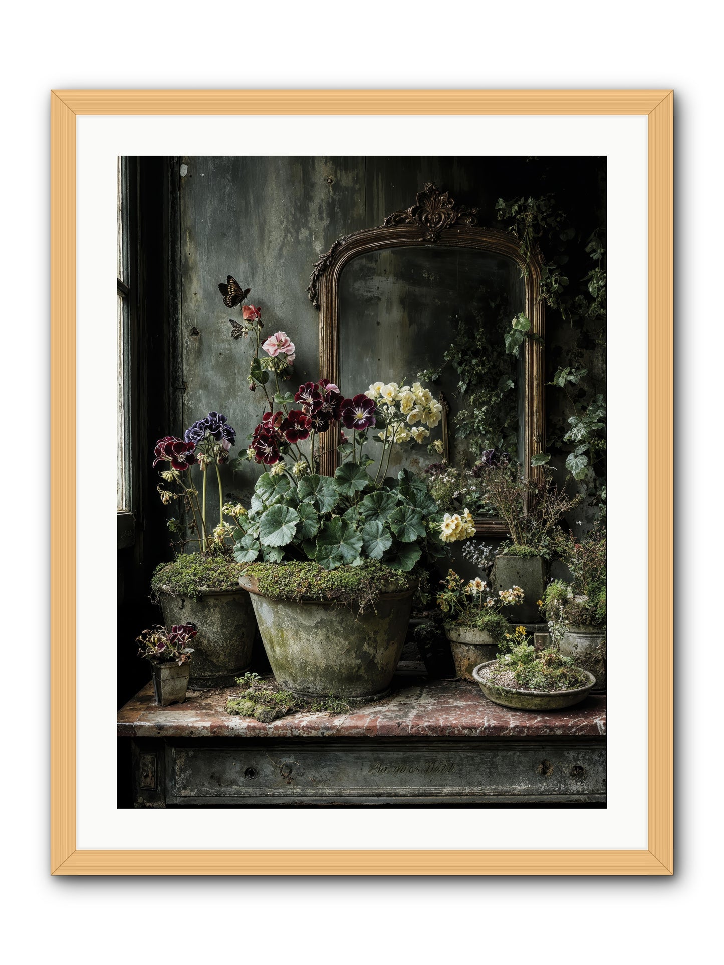 Jardinscript -- Framed Print - Natural 24x32