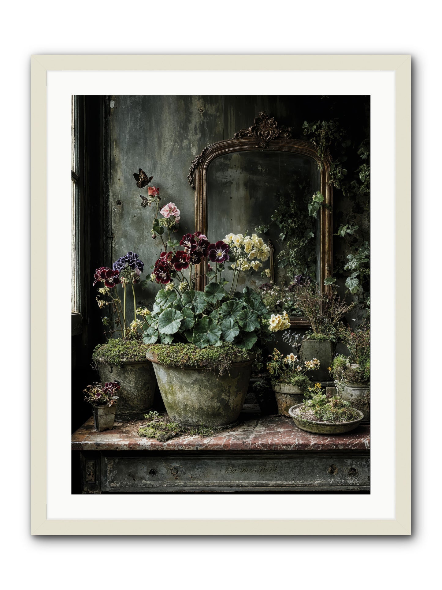 Jardinscript -- Framed Print - White 24x32
