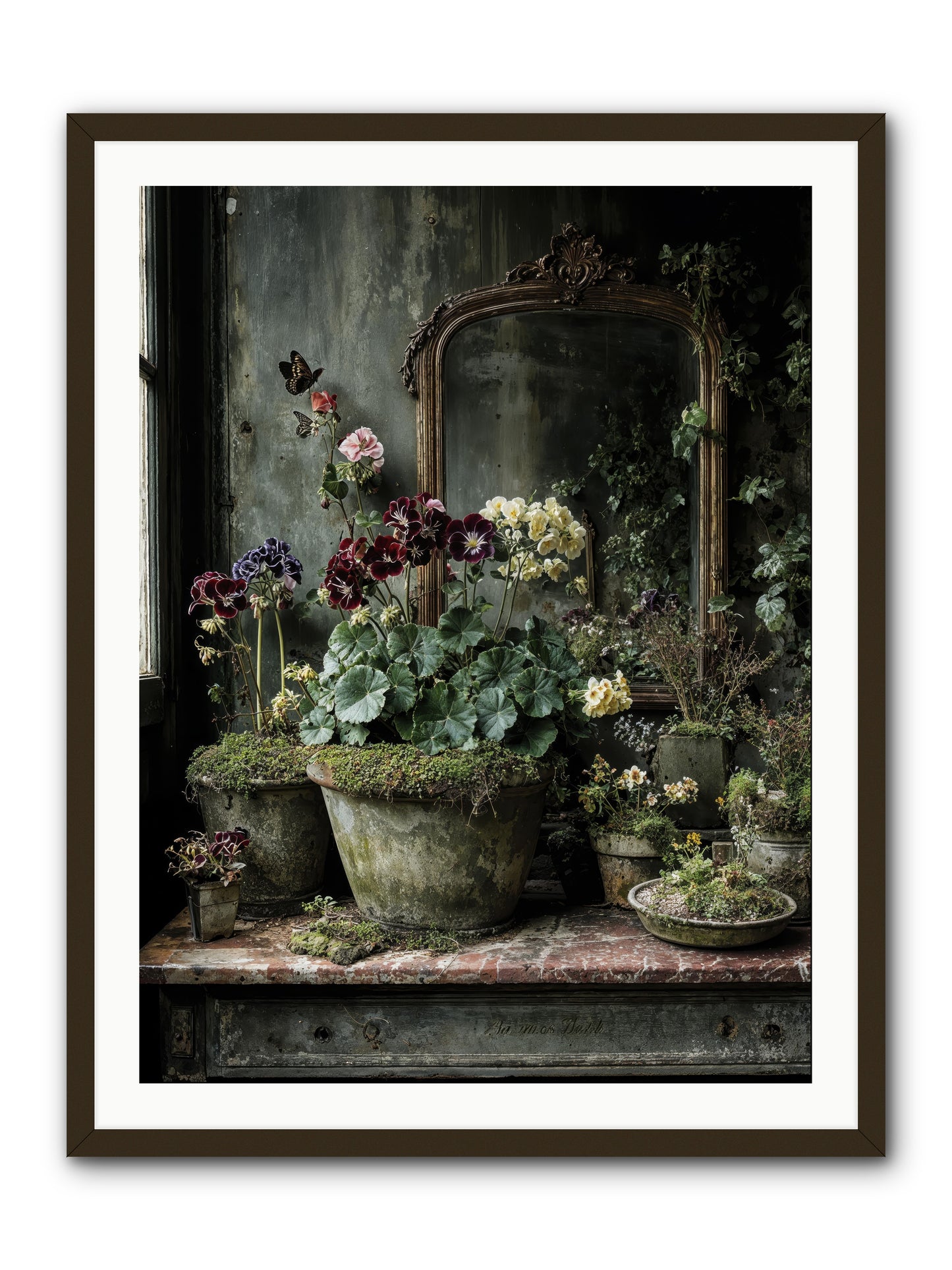 Jardinscript -- Framed Print - Black 30x40