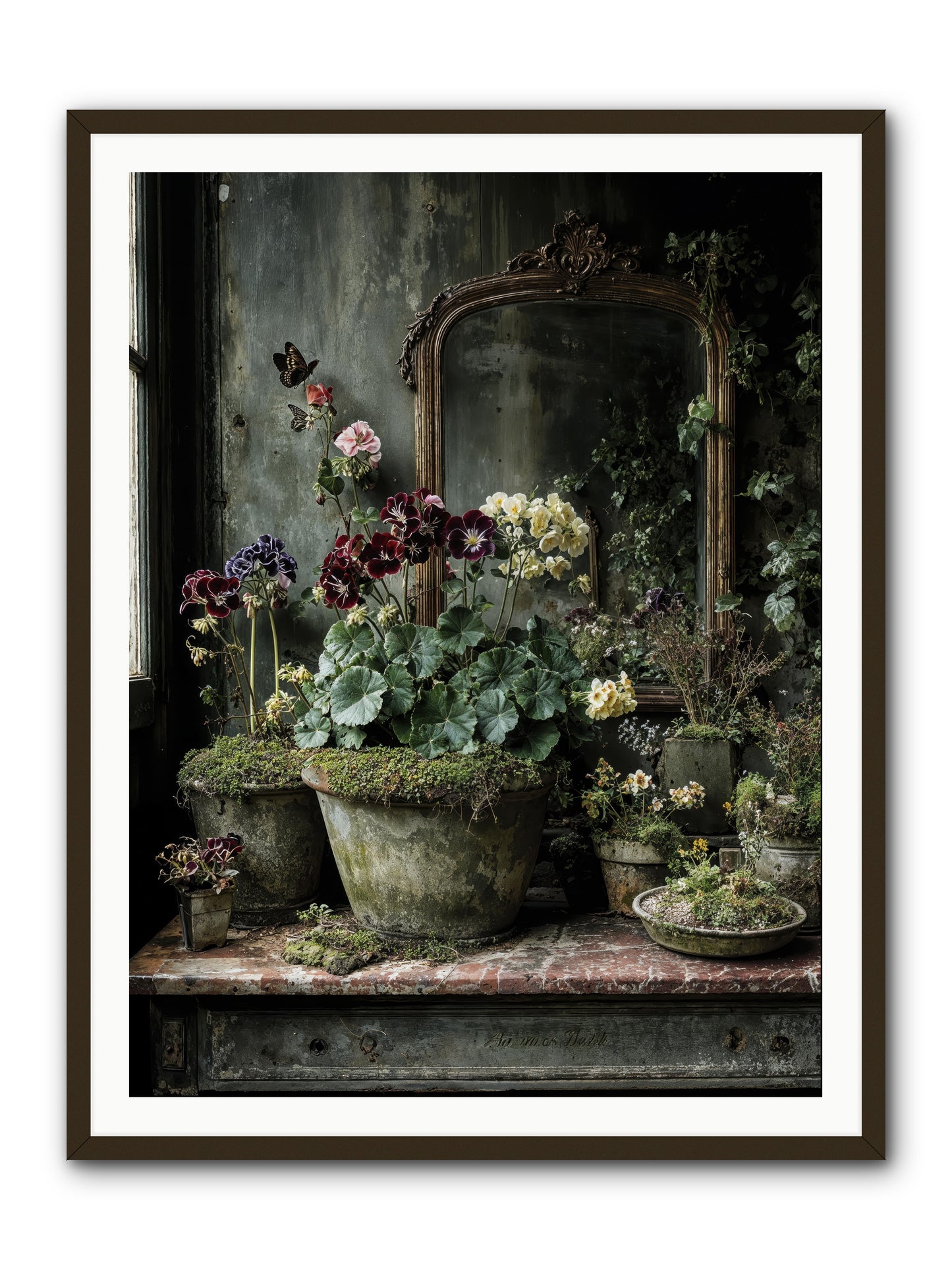 Jardinscript -- Framed Print - Black 36x48