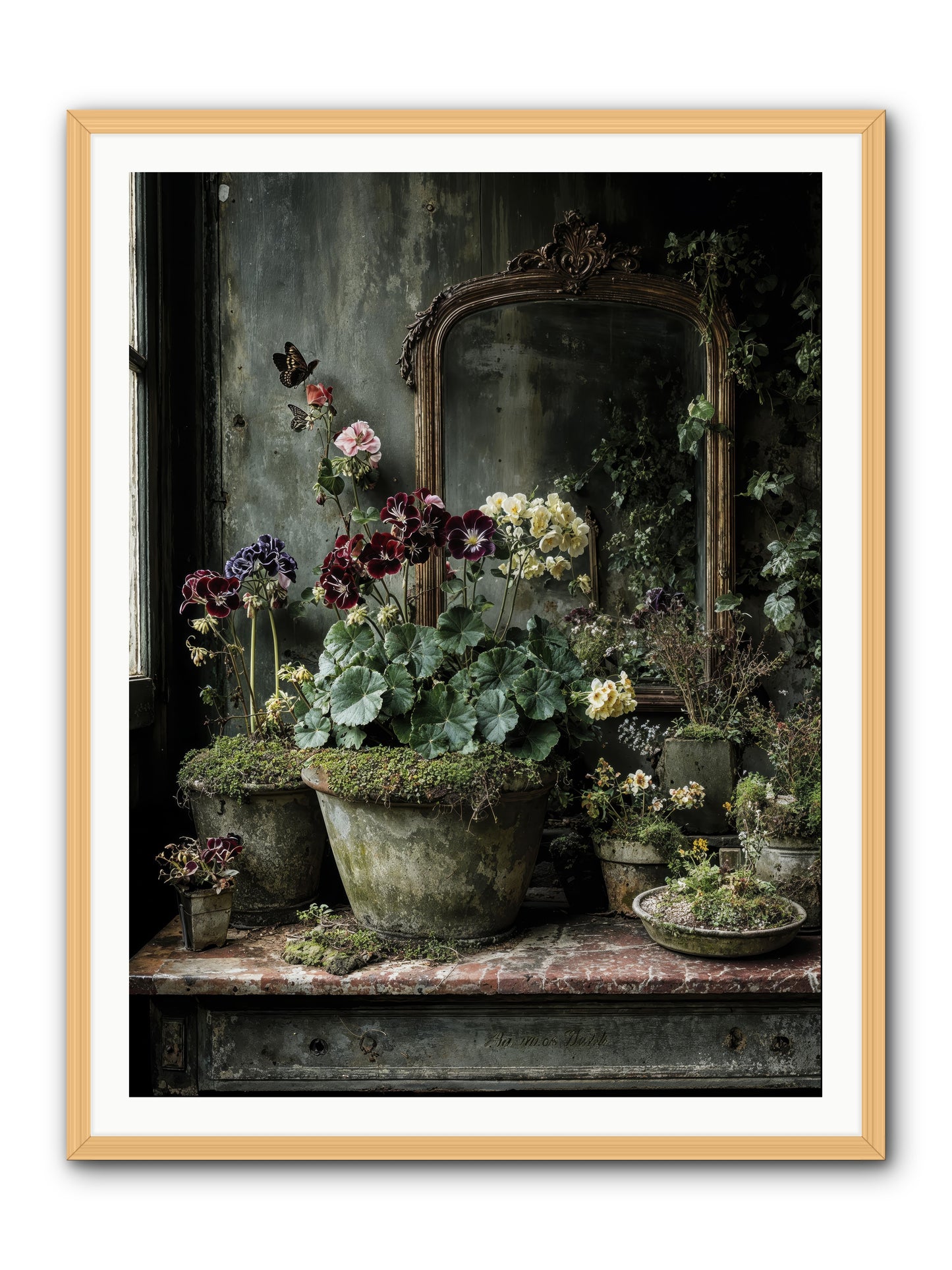 Jardinscript -- Framed Print - Natural 36x48