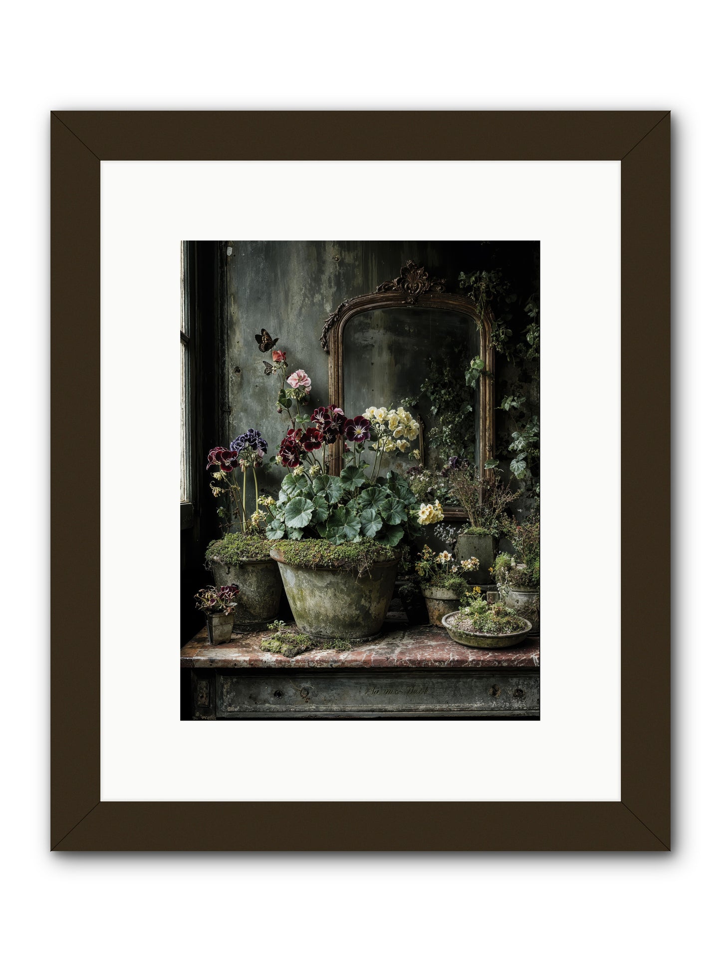Jardinscript -- Framed Print - Black 9x12