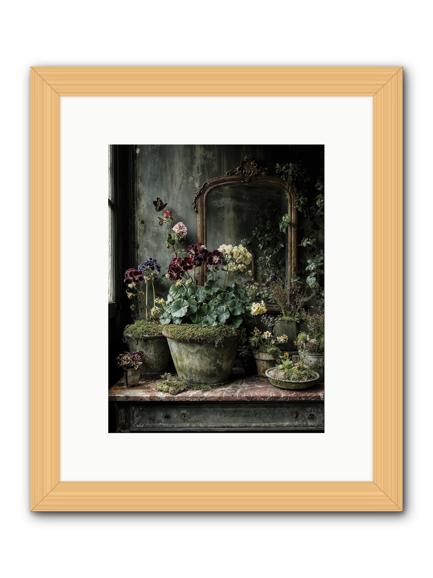 Jardinscript -- Framed Print - Natural 9x12