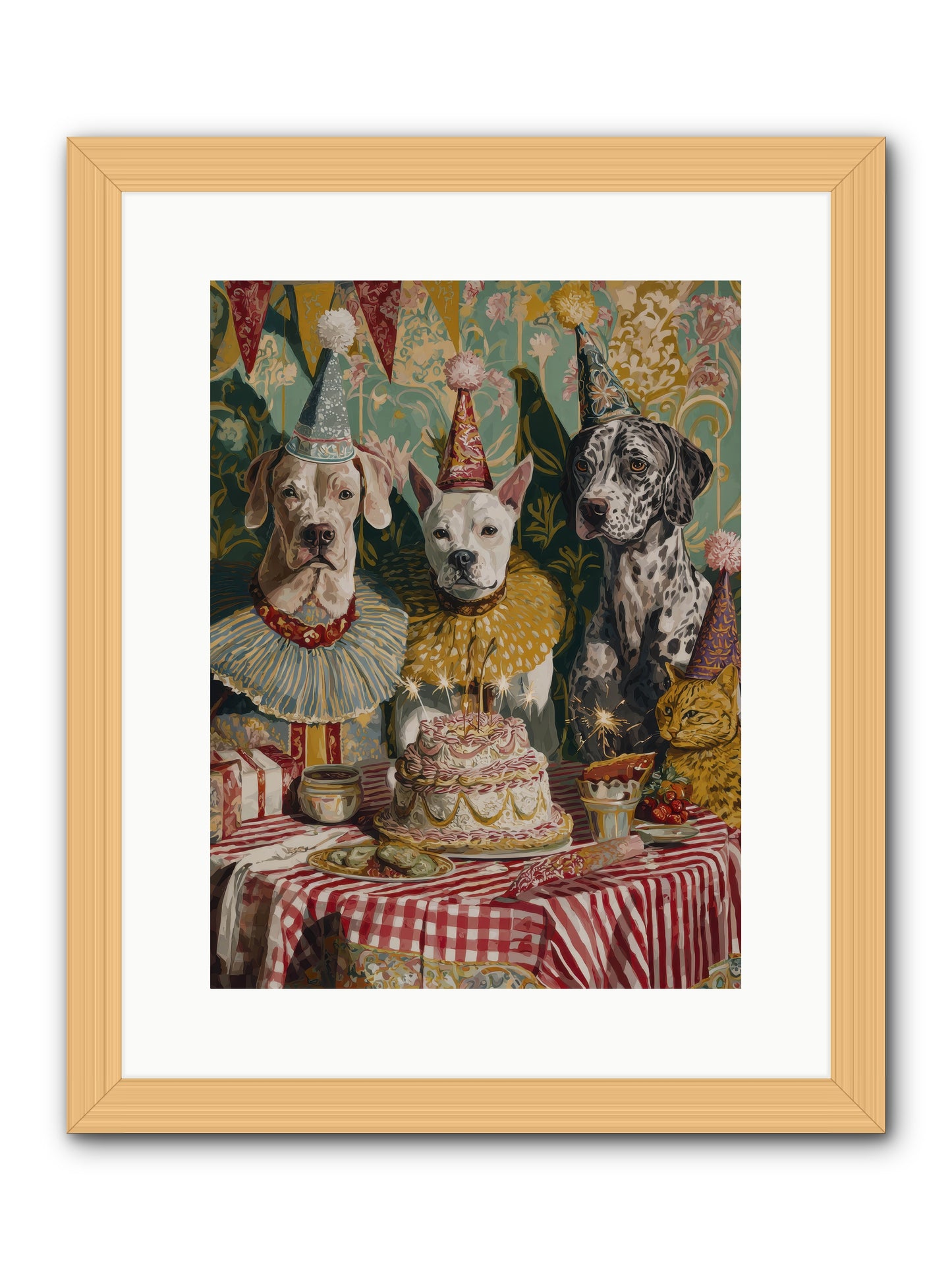 Jubilant Gathering at Teatime -- Framed Print - Natural 12x16