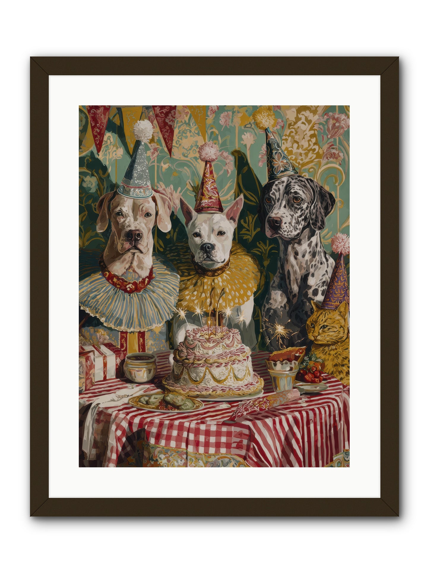 Jubilant Gathering at Teatime -- Framed Print - Black 18x24